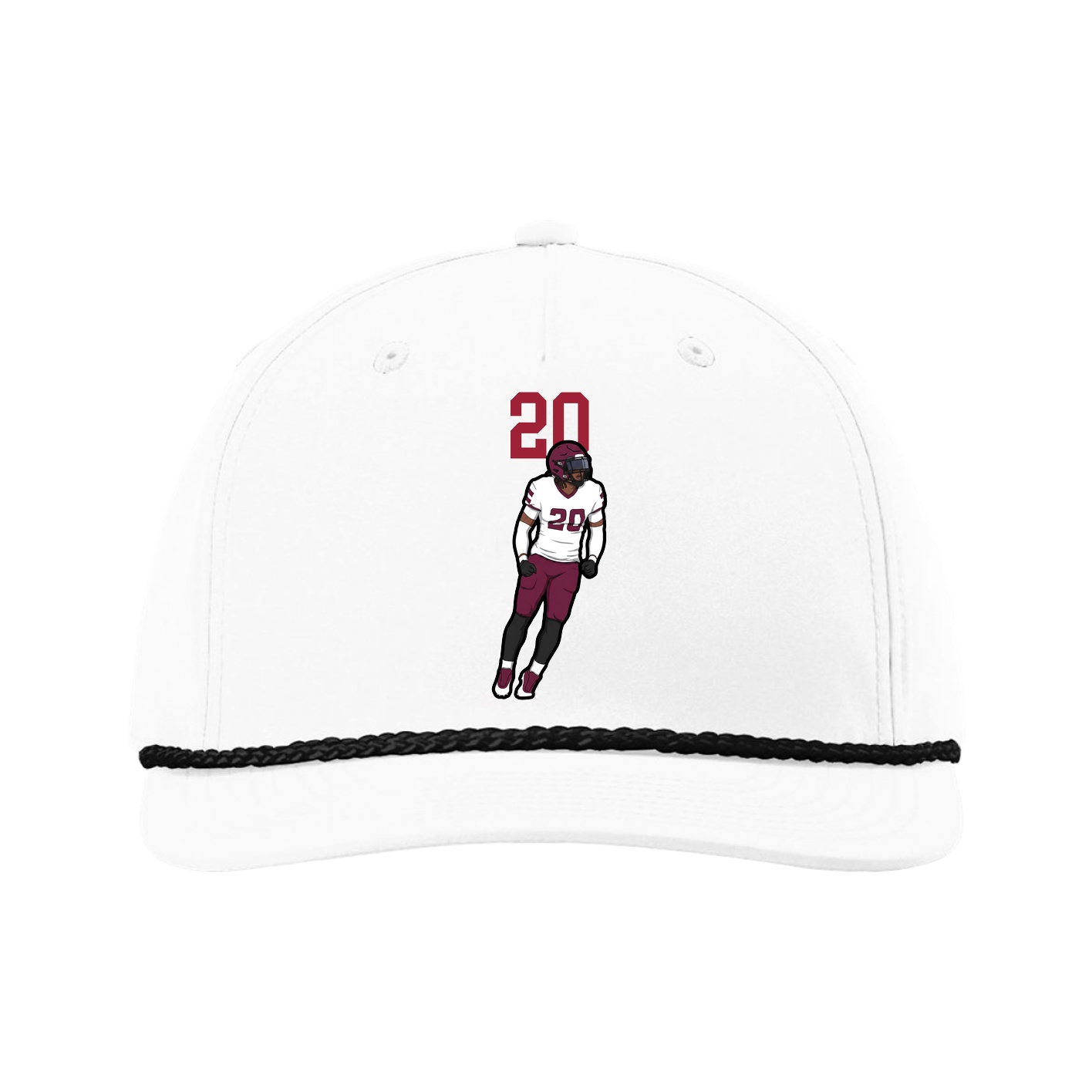 Five-Panel Classic Rope Cap — Number Top in White