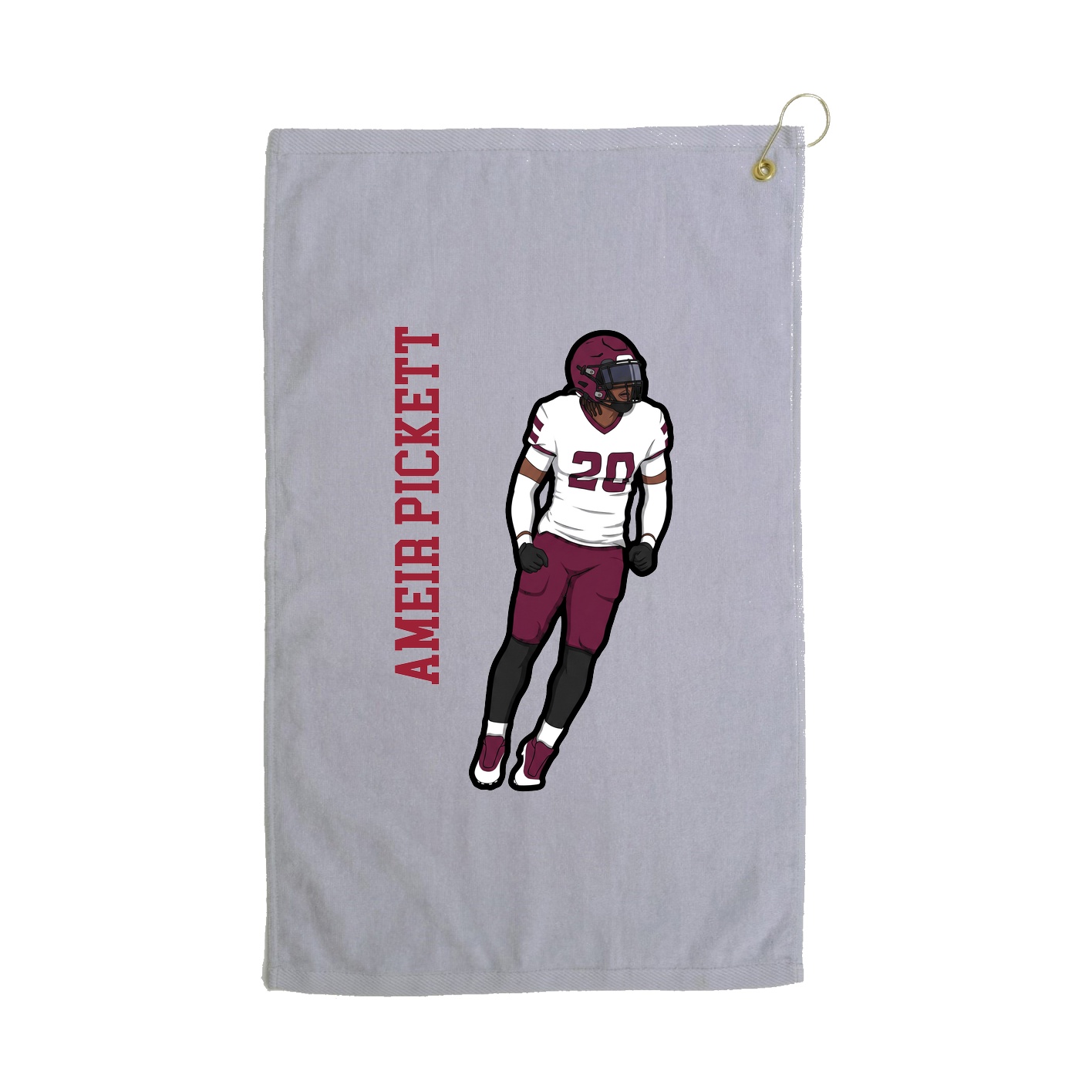 Golf Towel — Name Vertical in Grey