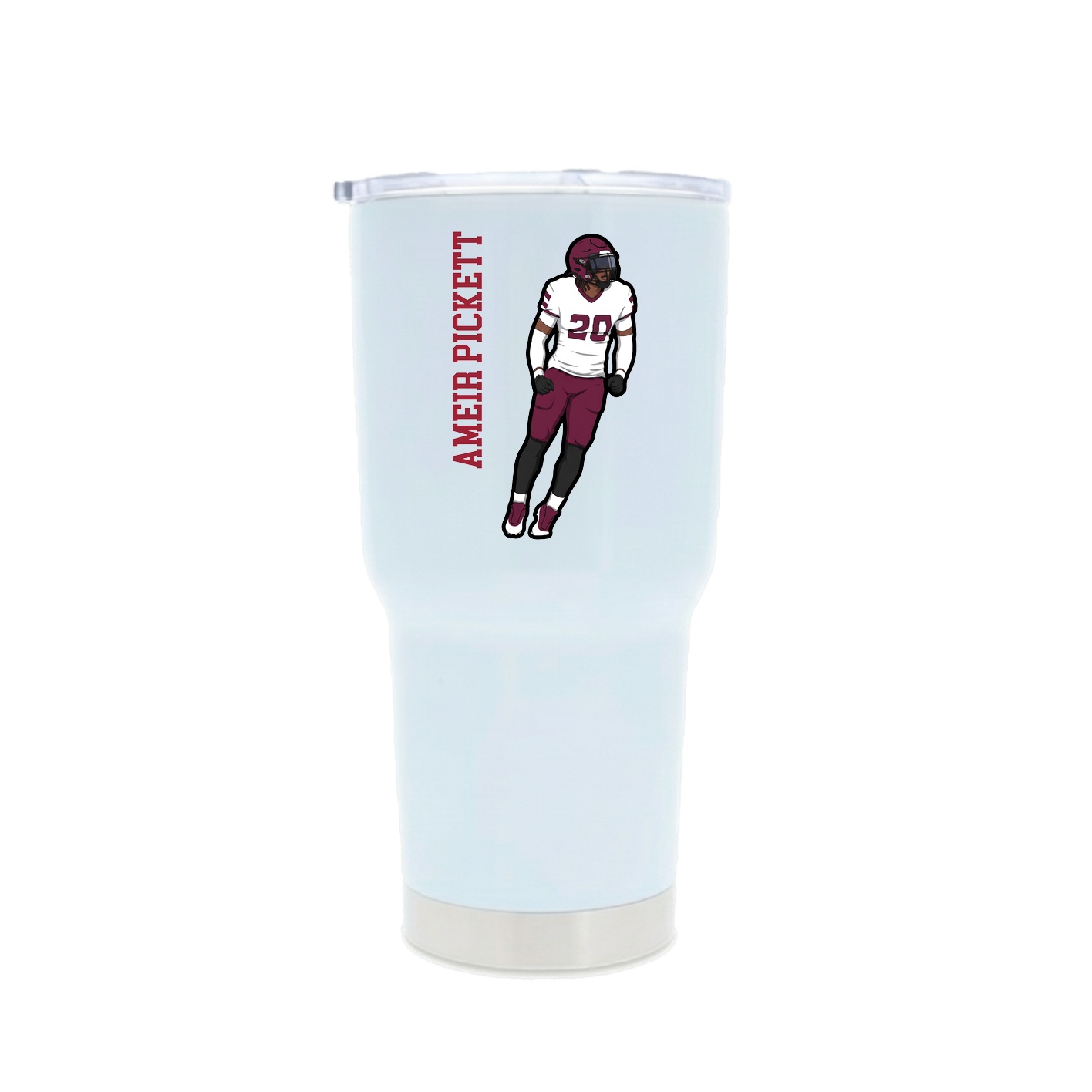 30oz Stainless Steel Tumbler — Name Vertical in White