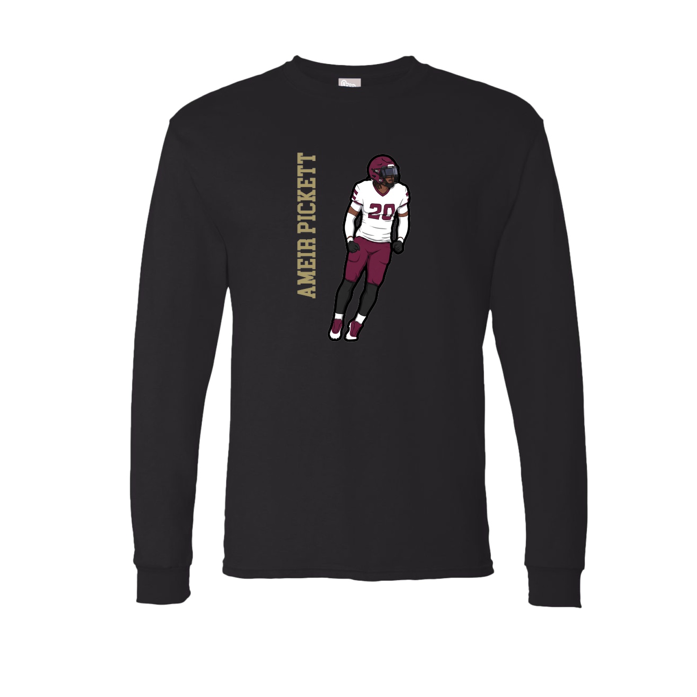 Long Sleeve Tee — Name Vertical in Black