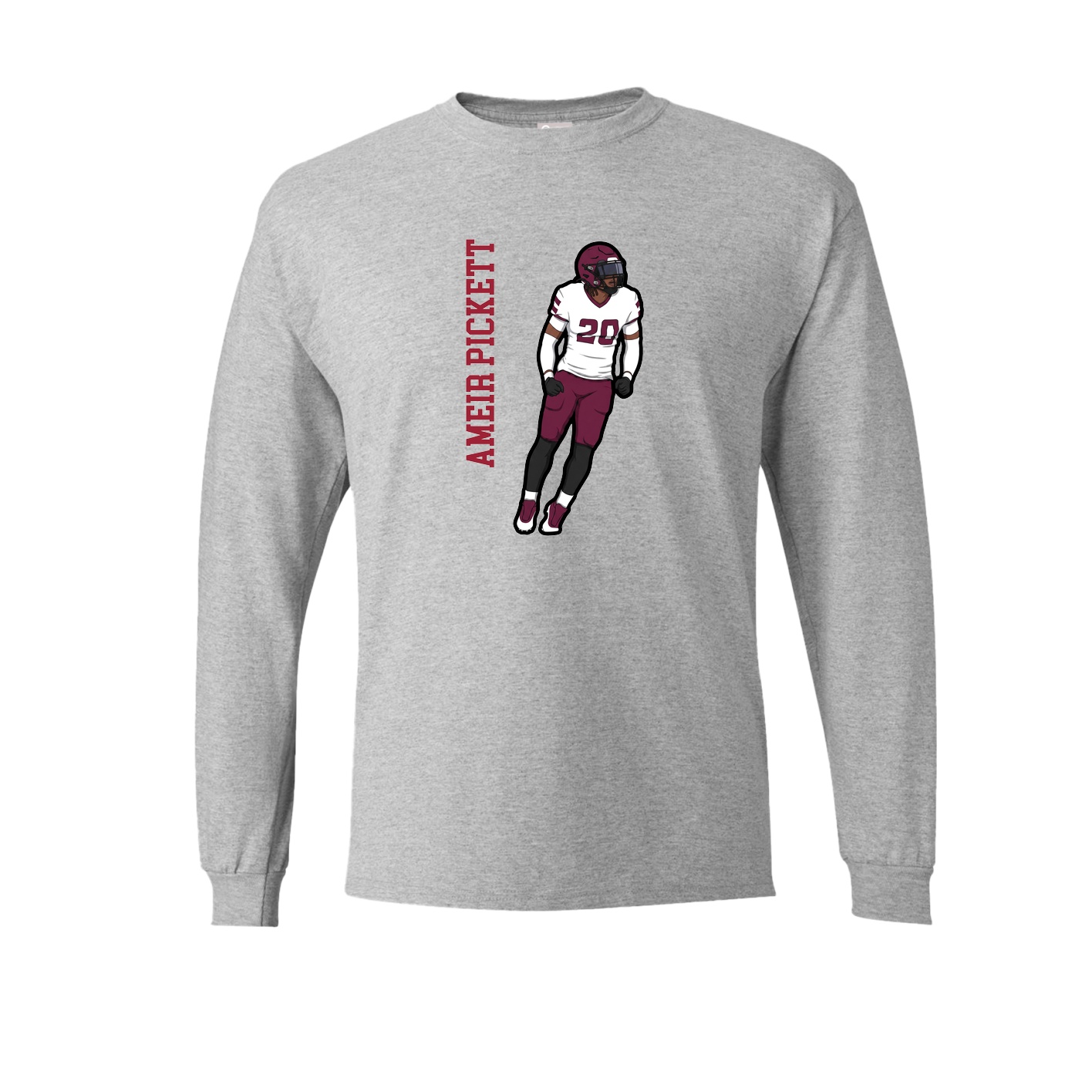 Long Sleeve Tee — Name Vertical in Grey