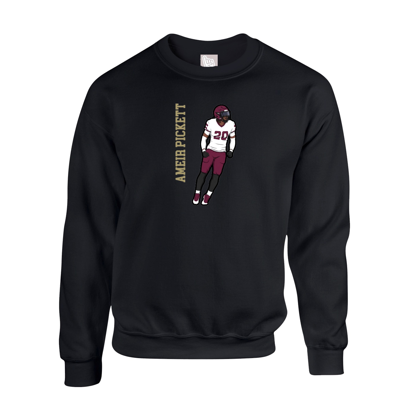 Fleece Crew — Name Vertical in Black