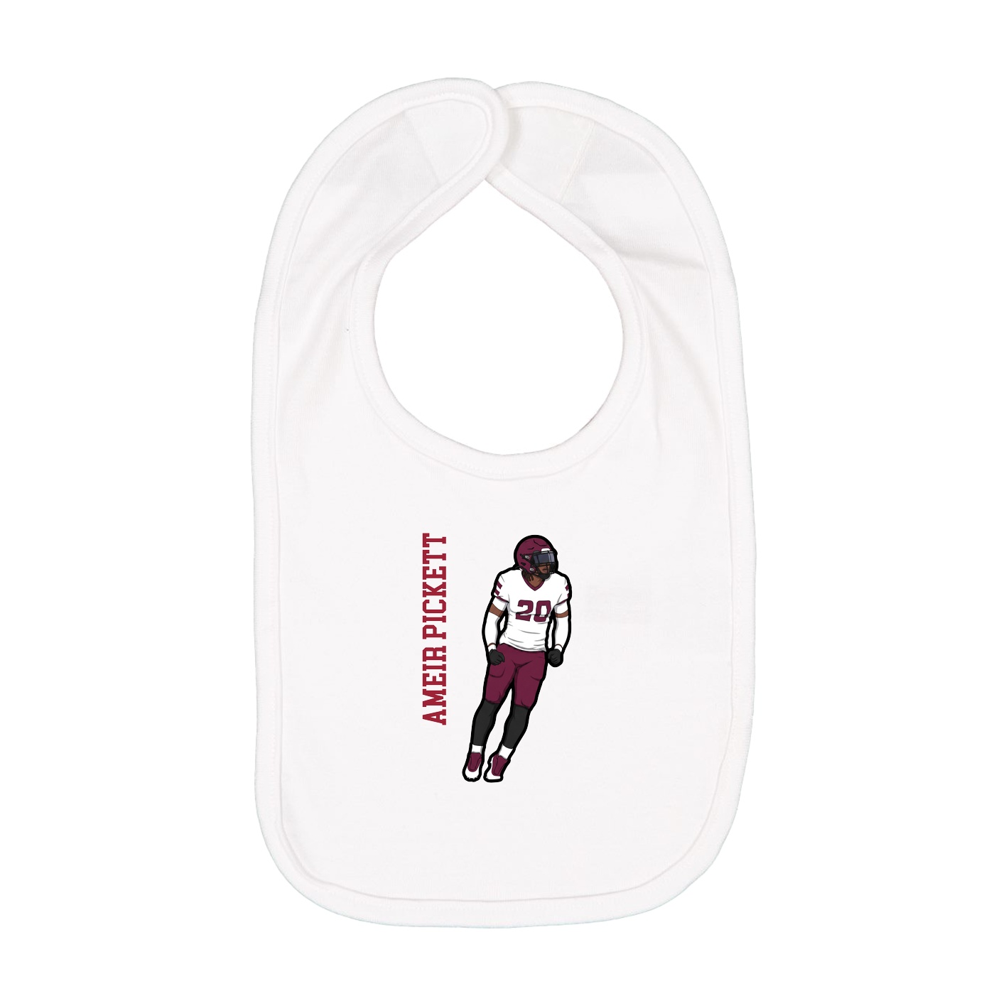 Infant Bib — Name Vertical in White