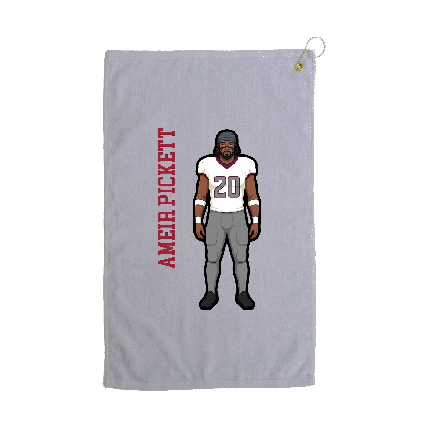 Golf Towel — Name Vertical in Grey