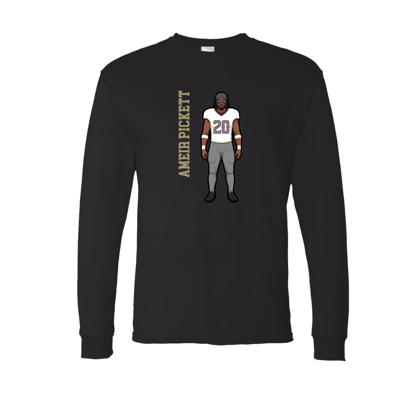 Long Sleeve Tee — Name Vertical in Black