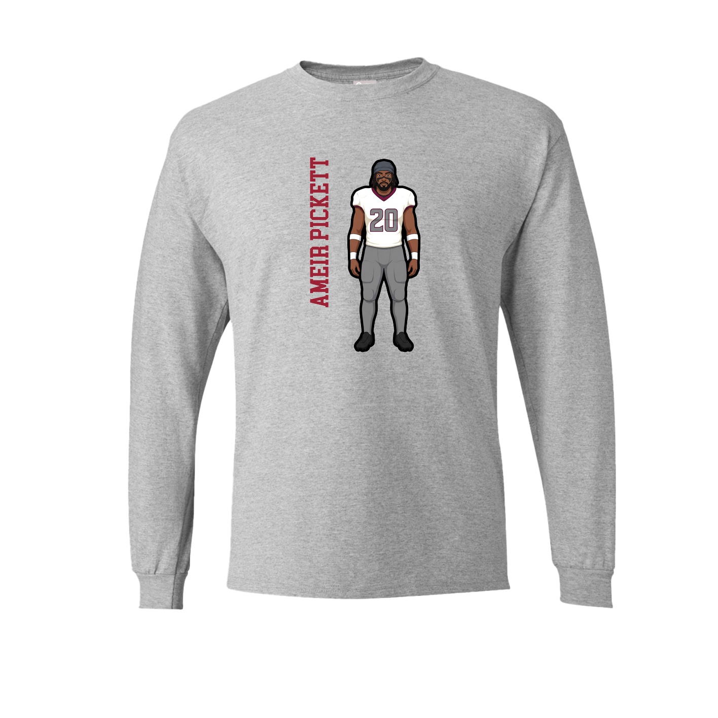 Long Sleeve Tee — Name Vertical in Grey