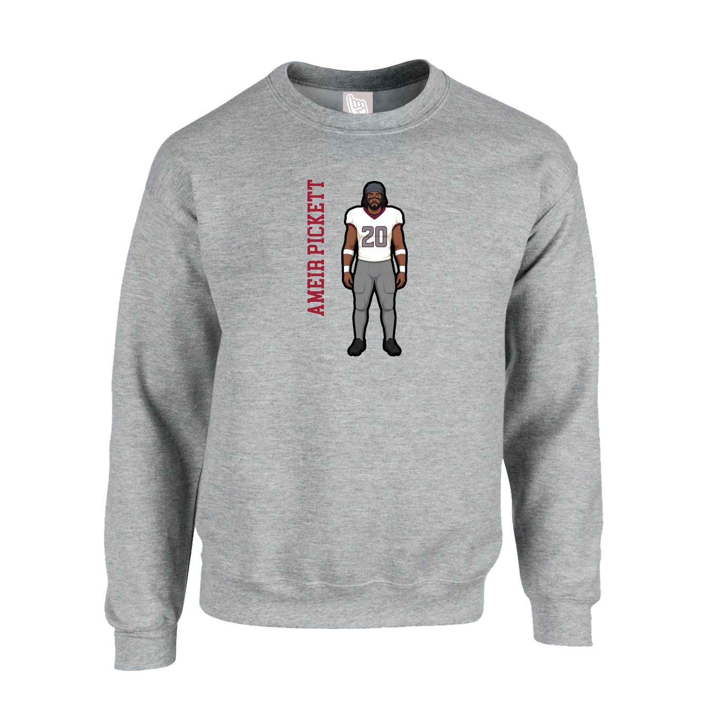 Fleece Crew — Name Vertical in Grey