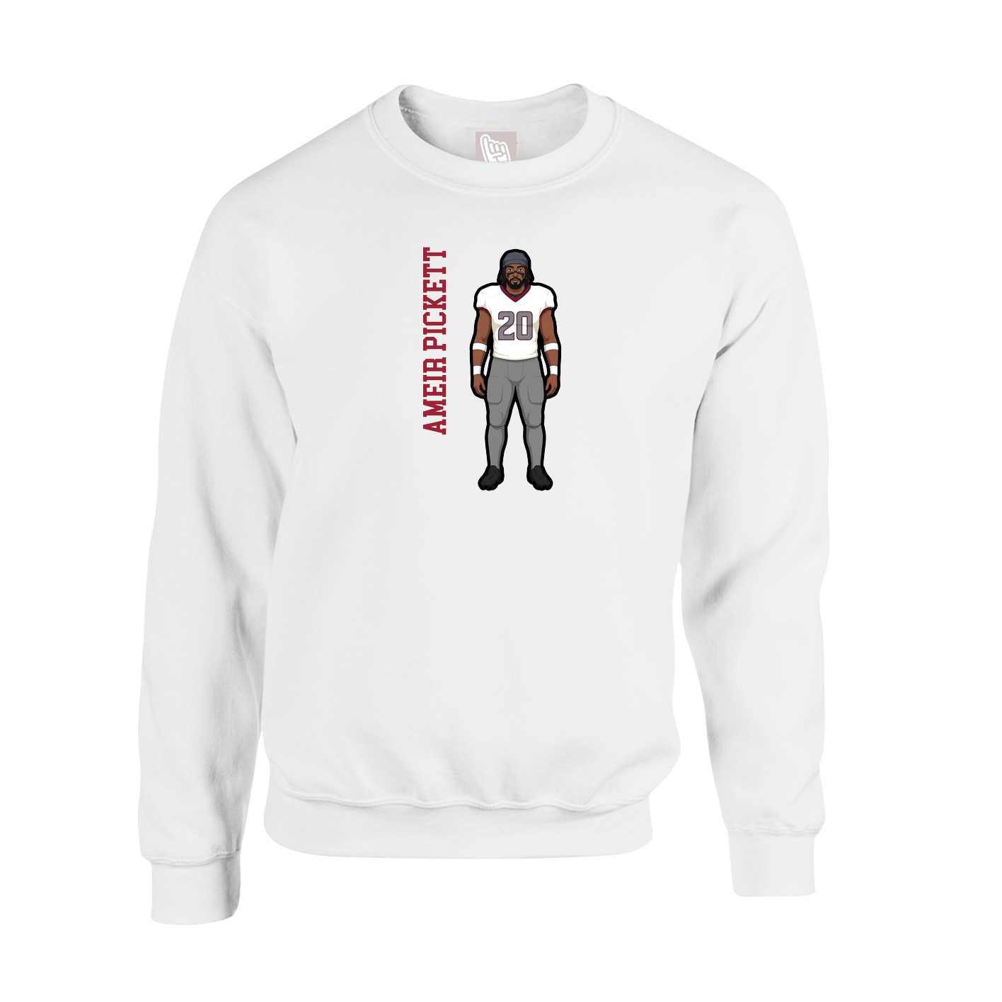 Fleece Crew — Name Vertical in White