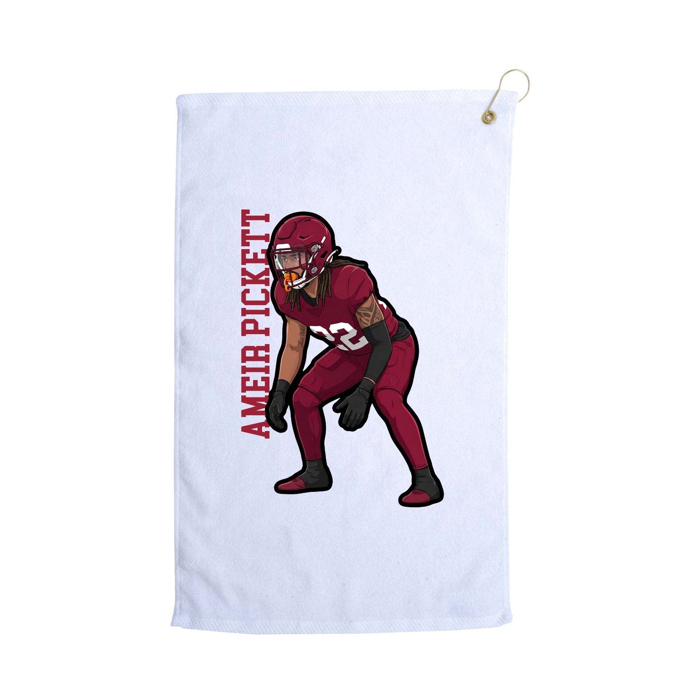 Golf Towel — Name Vertical in White