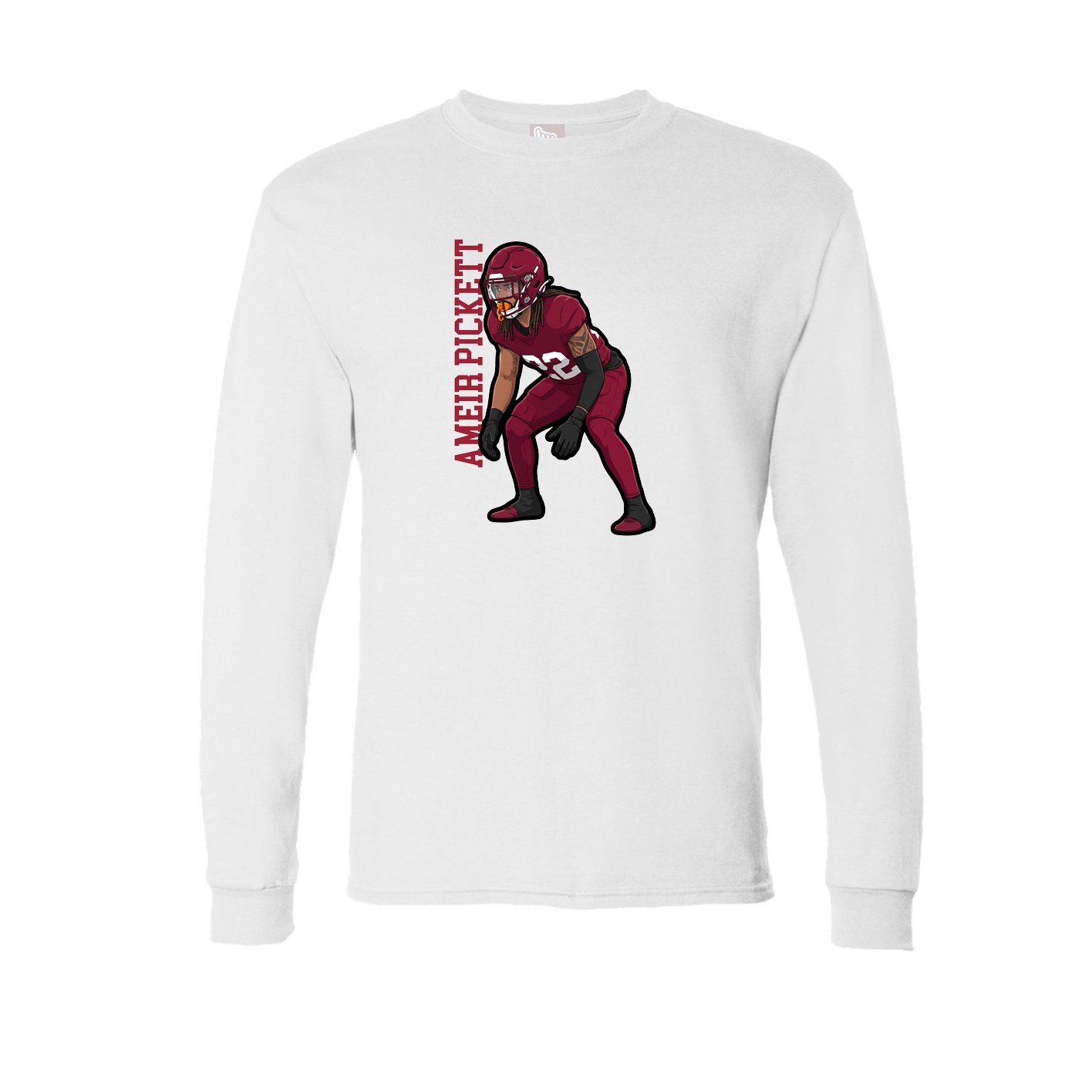 Long Sleeve Tee — Name Vertical in White