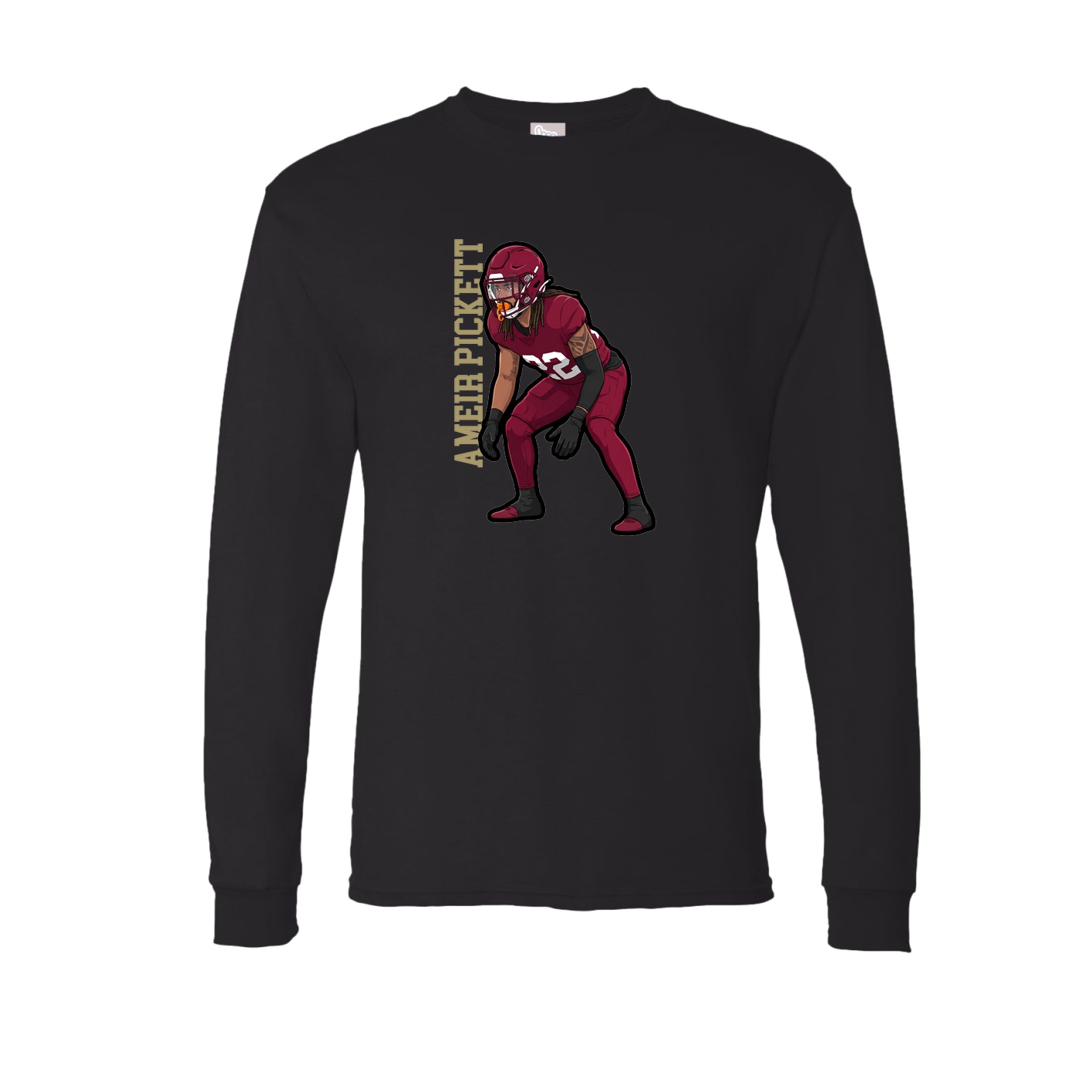 Long Sleeve Tee — Name Vertical in Black