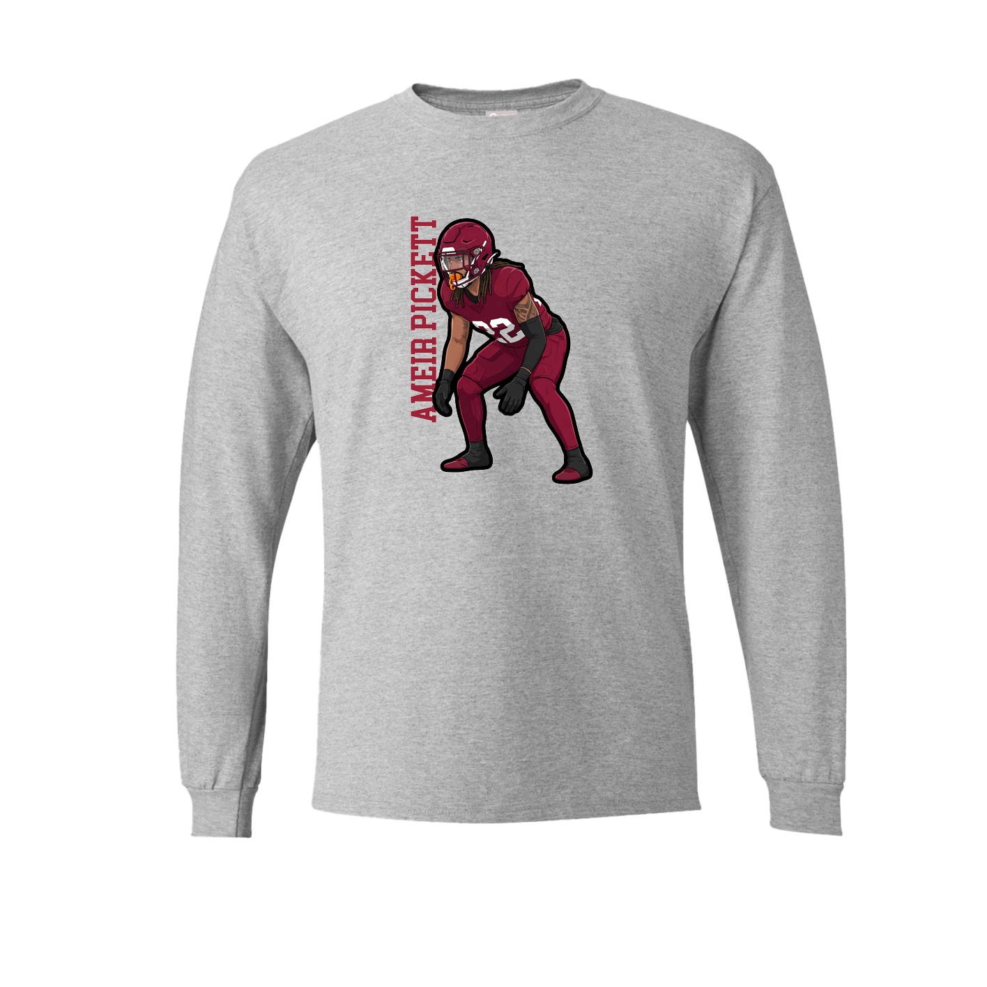Long Sleeve Tee — Name Vertical in Grey