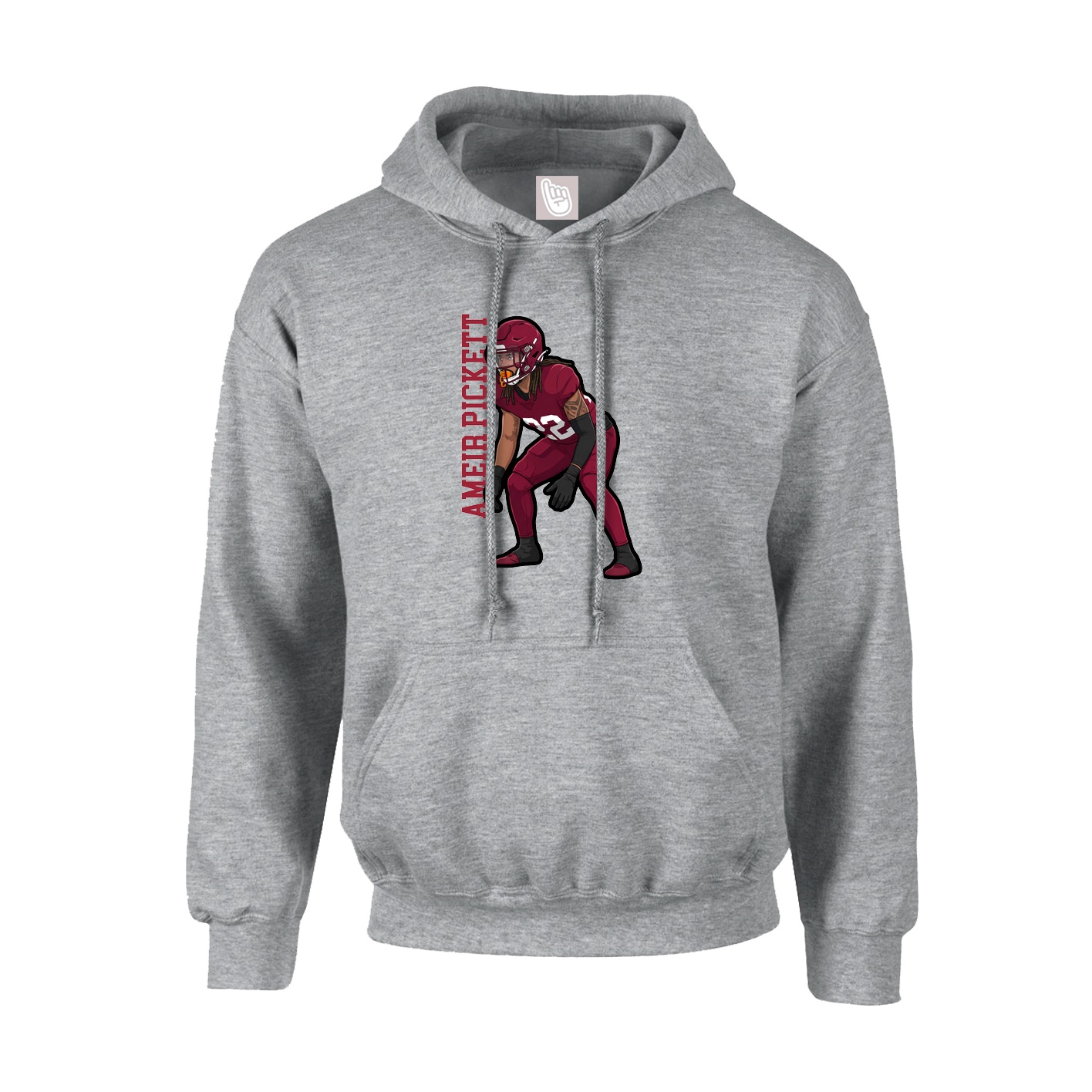 Youth Hoodie — Name Vertical in Grey