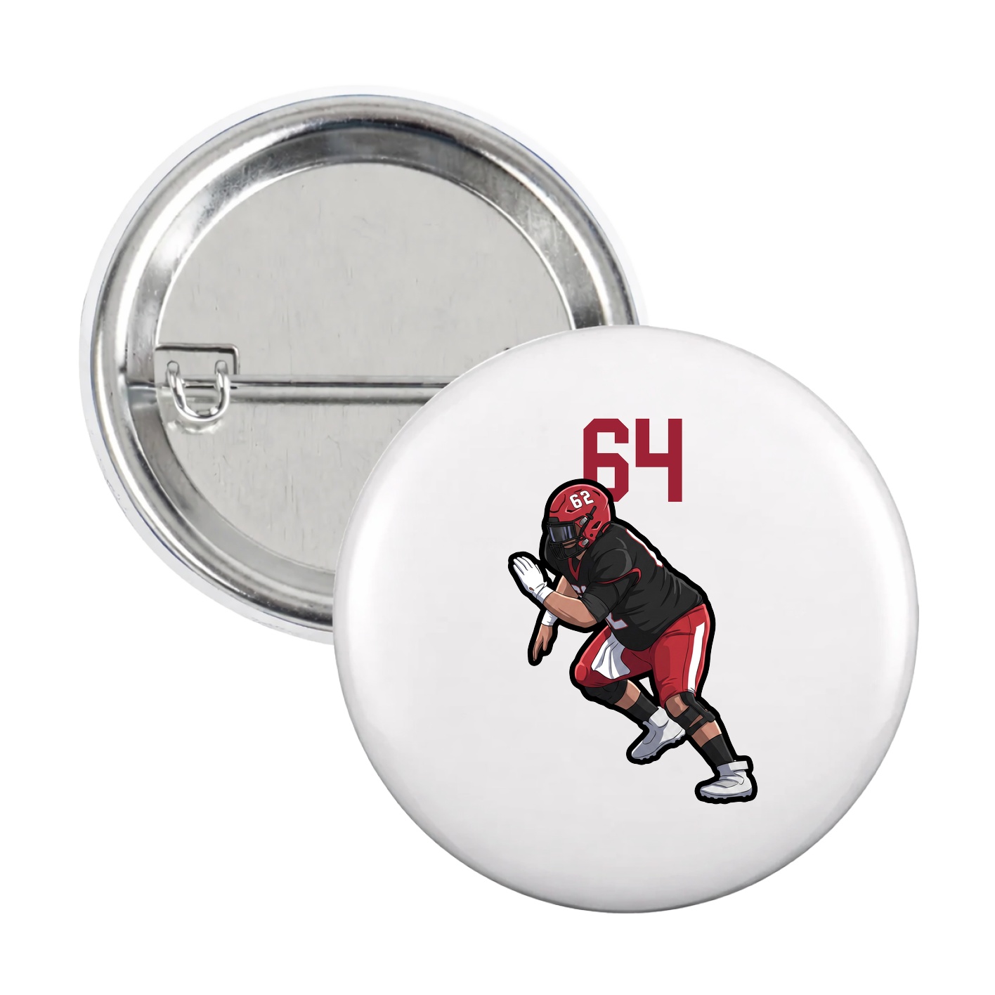 Game Day Button — Number Top in White