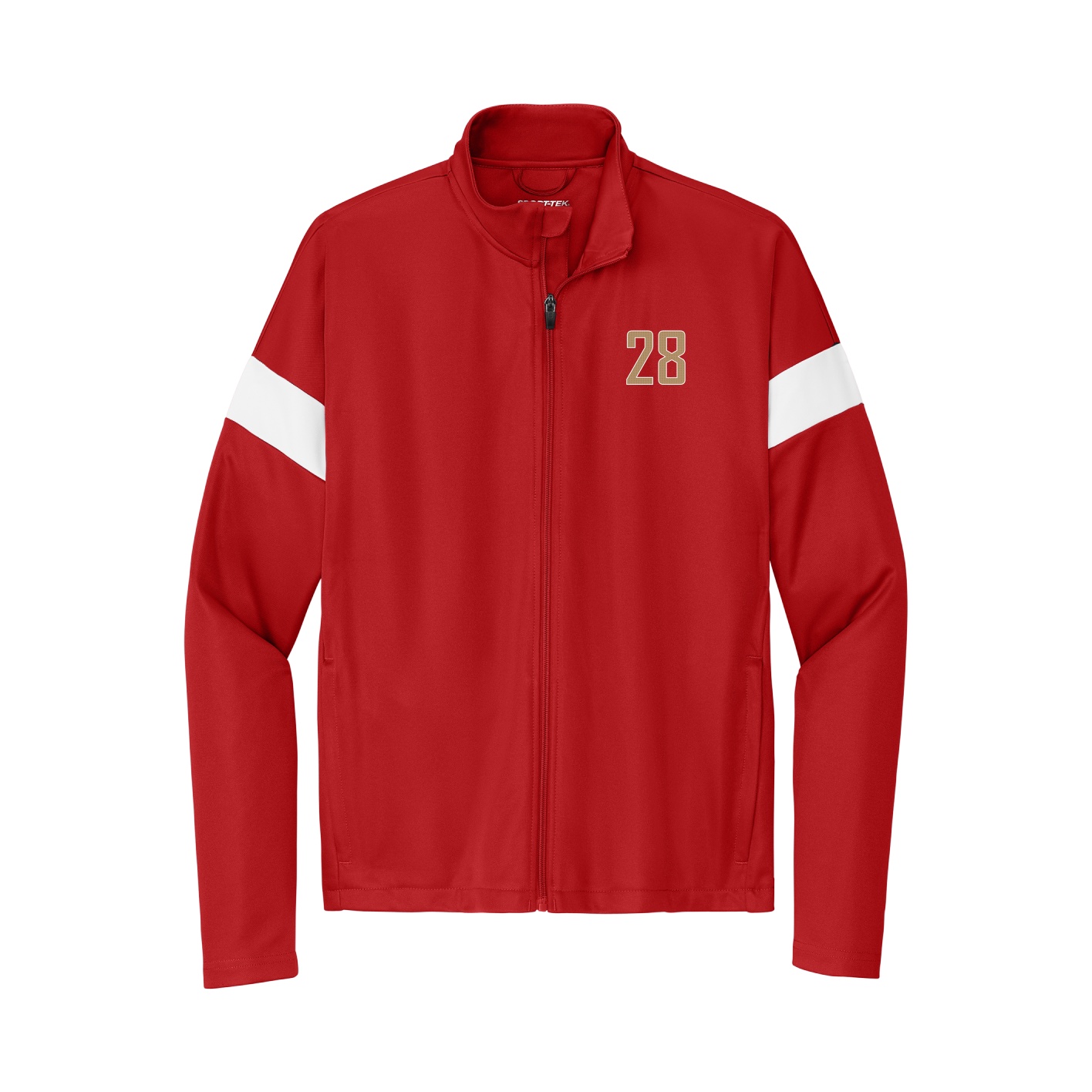 Team Travel Full-Zip Jacket — Front Shirsy in Cardinal/White