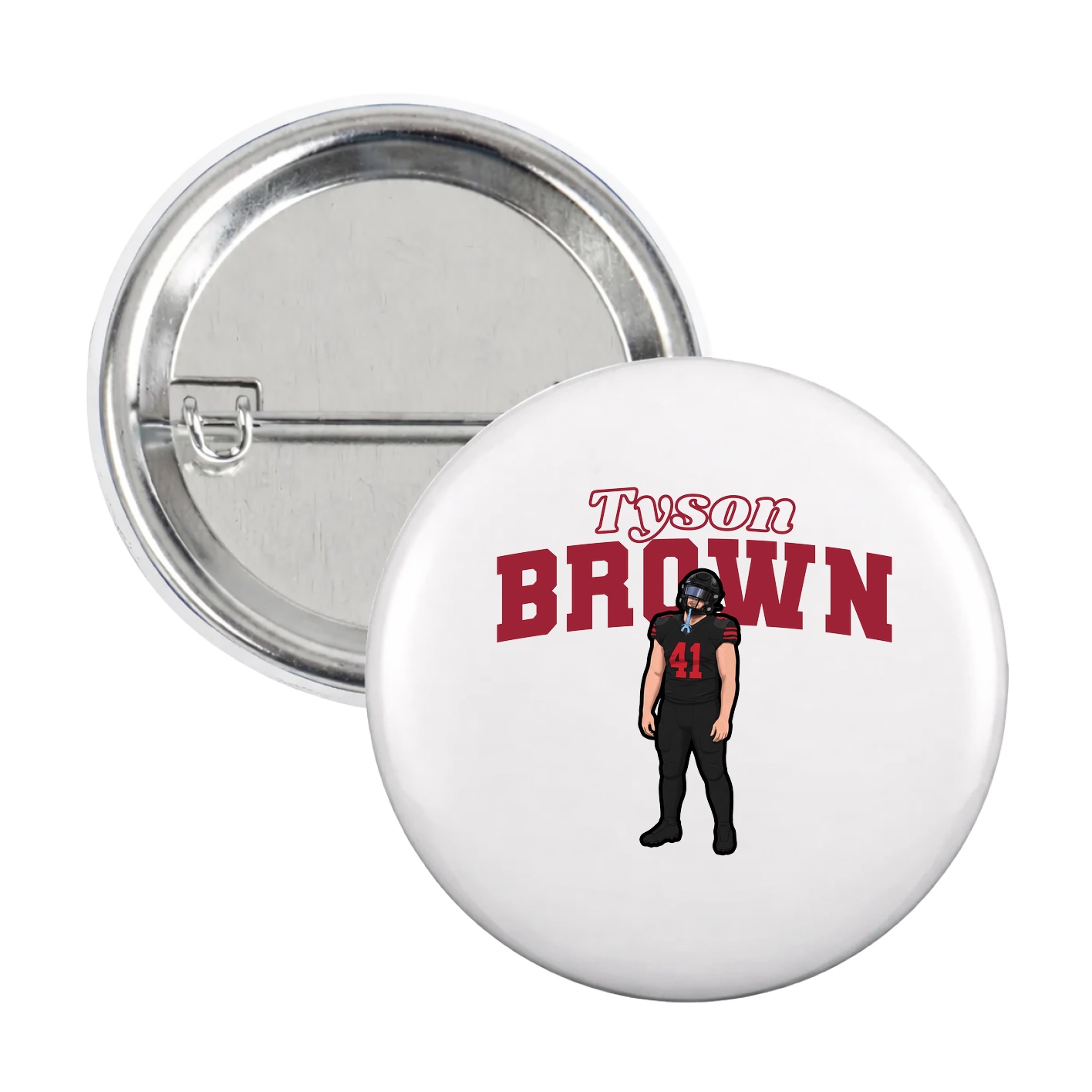 Game Day Button — Name Arch in White