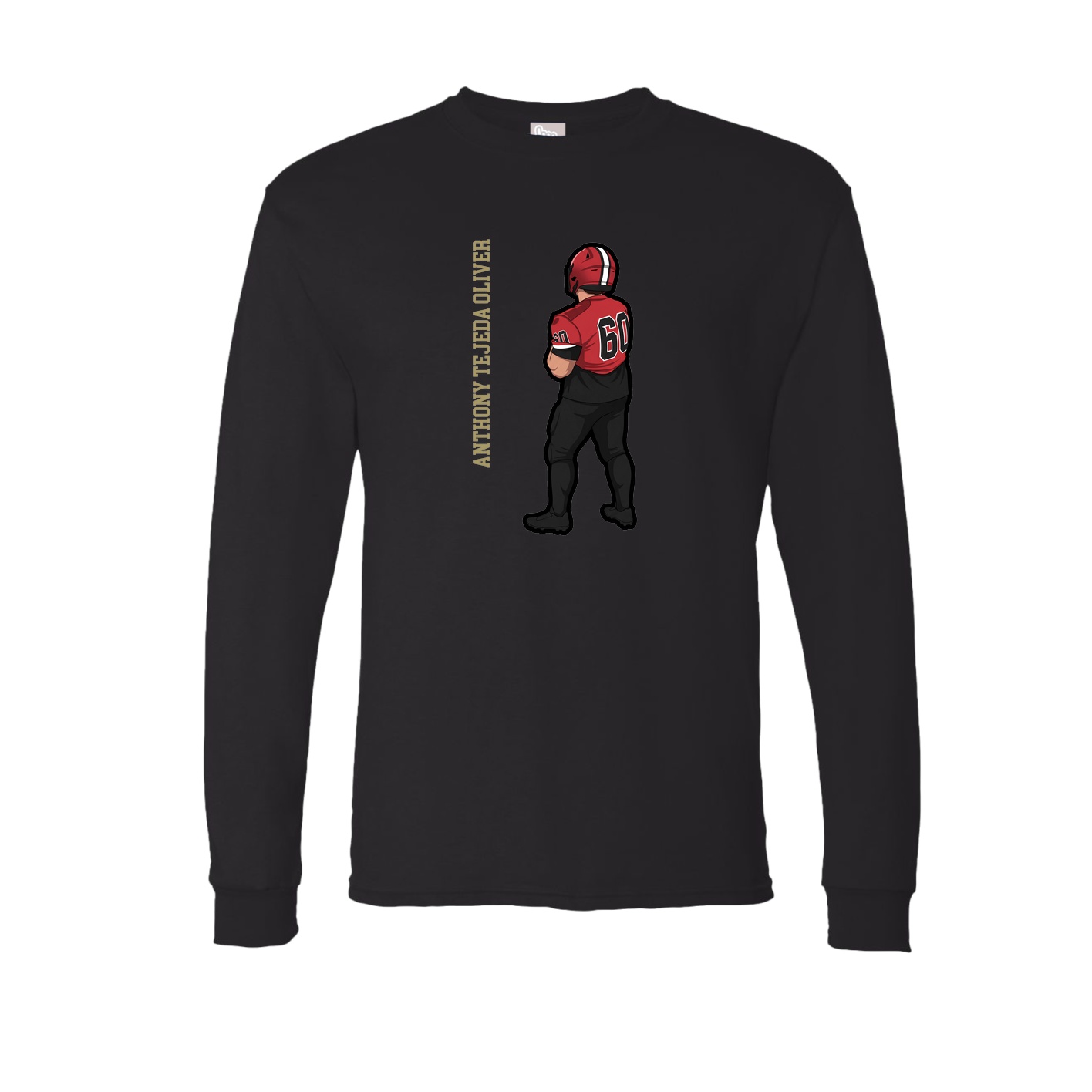 Long Sleeve Tee — Name Vertical in Black