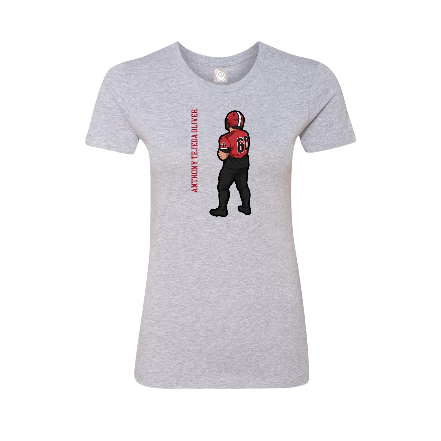 Fitted Women's Tee — Name Vertical in Grey