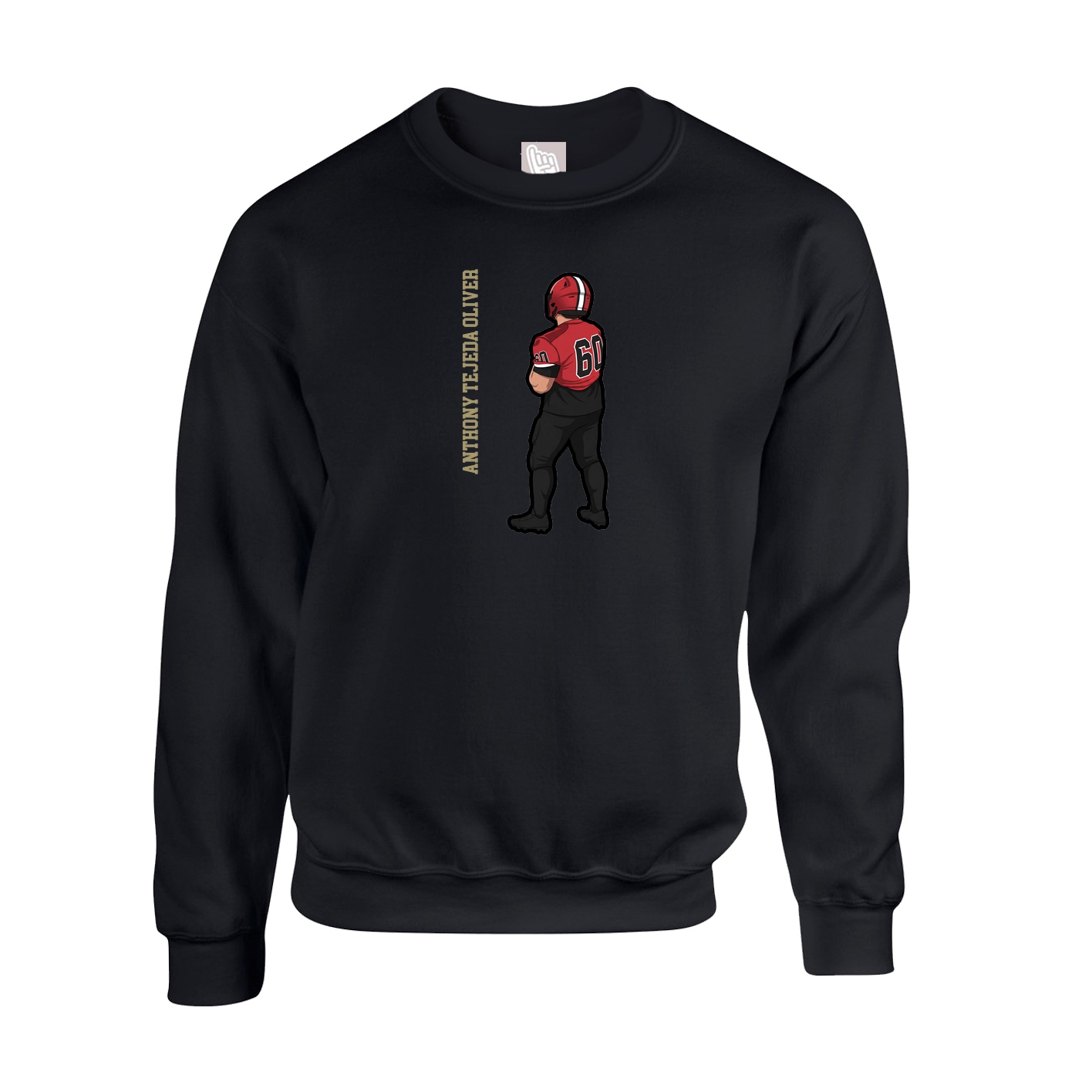 Fleece Crew — Name Vertical in Black