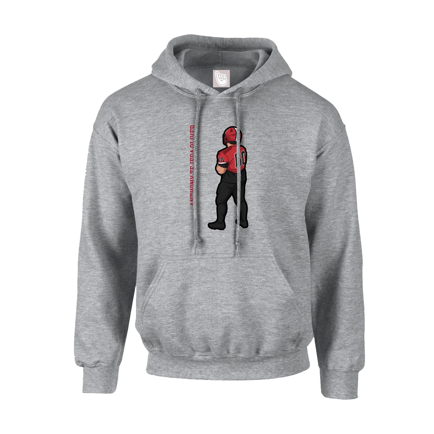 Youth Hoodie — Name Vertical in Grey