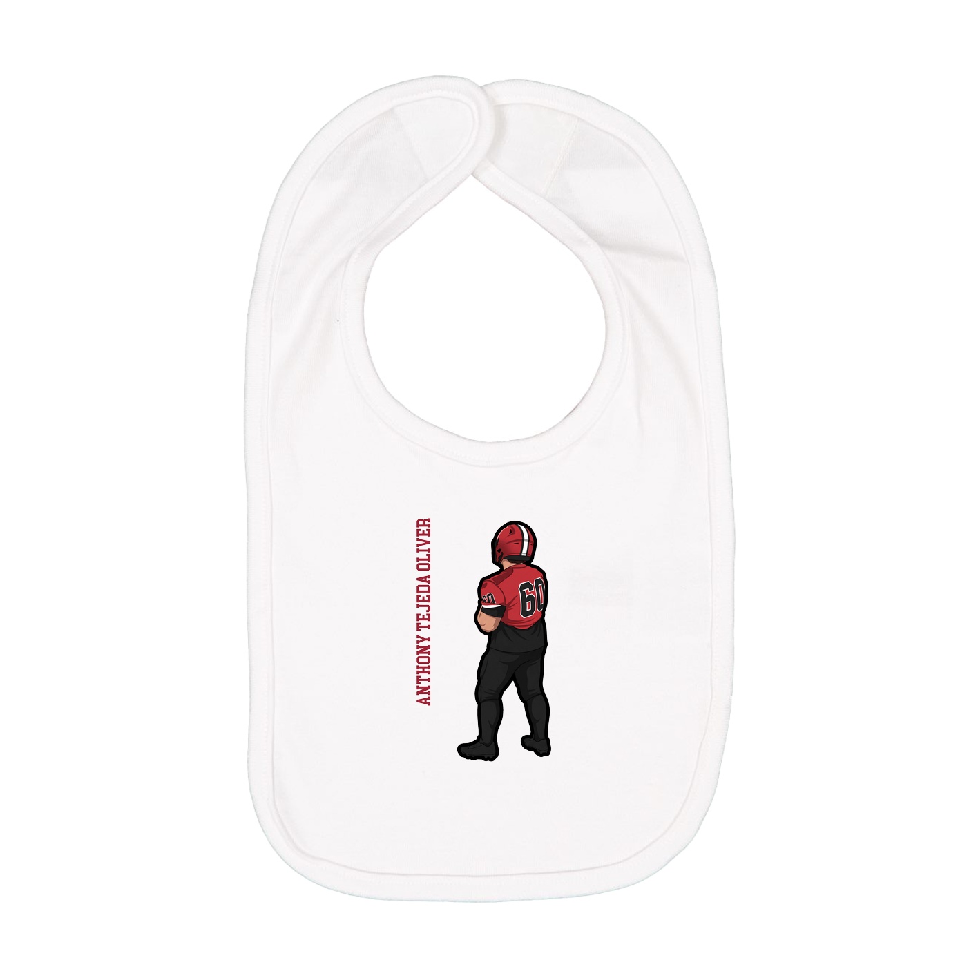 Infant Bib — Name Vertical in White