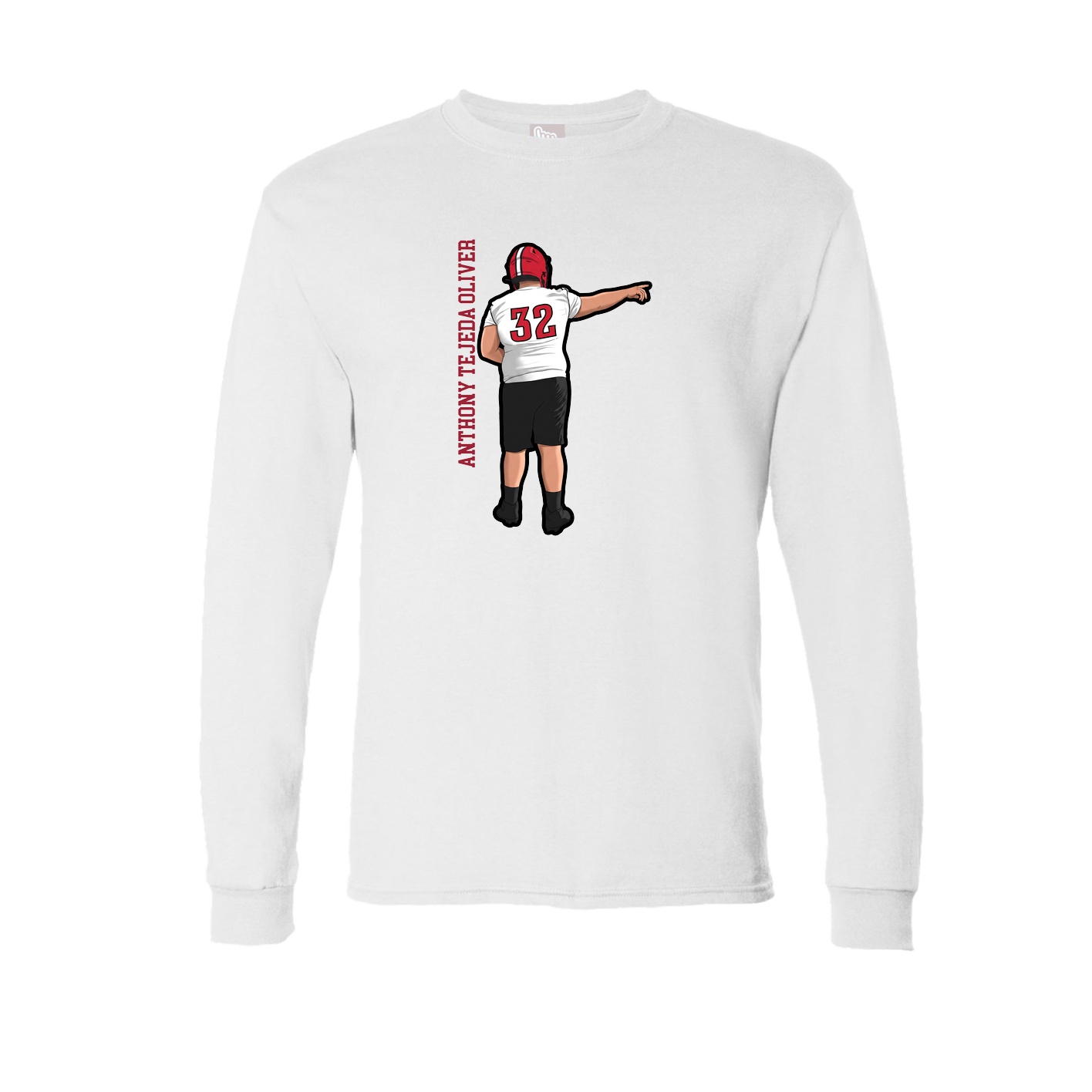 Long Sleeve Tee — Name Vertical in White