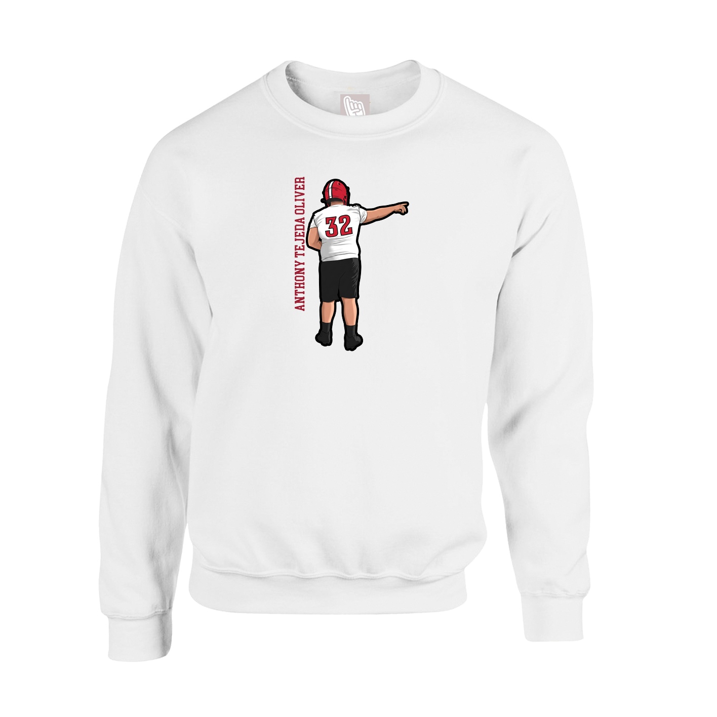 Fleece Crew — Name Vertical in White