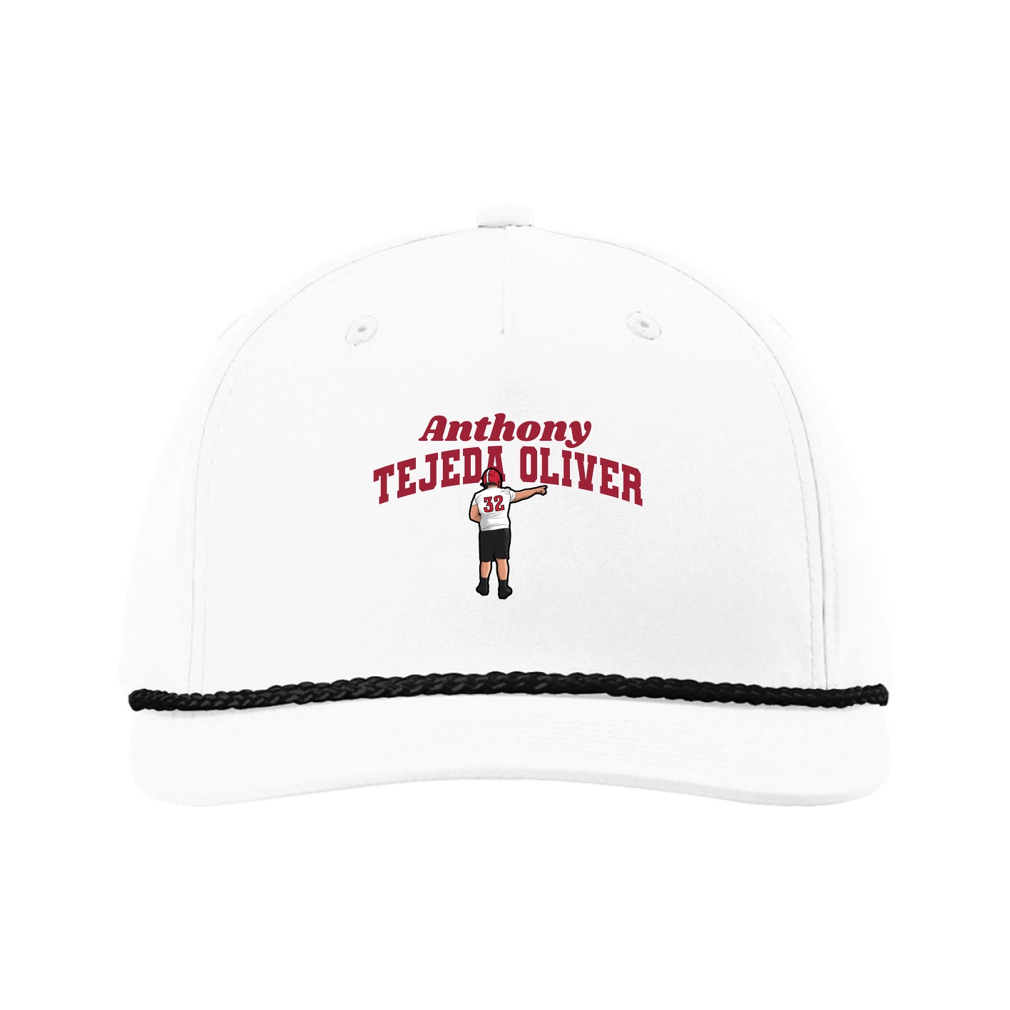 Five-Panel Classic Rope Cap — Signature Arch in White