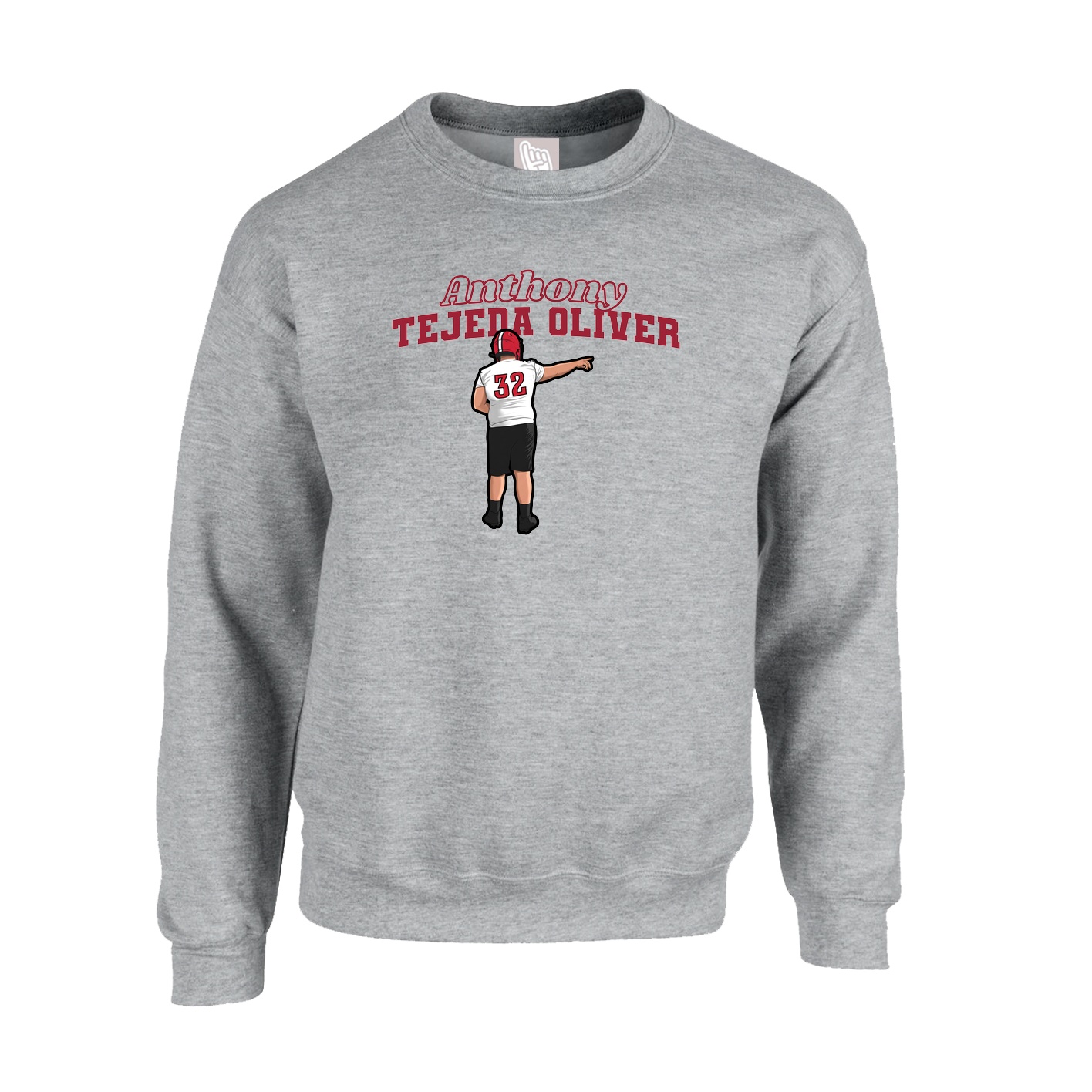 Fleece Crew — Name Arch in Grey