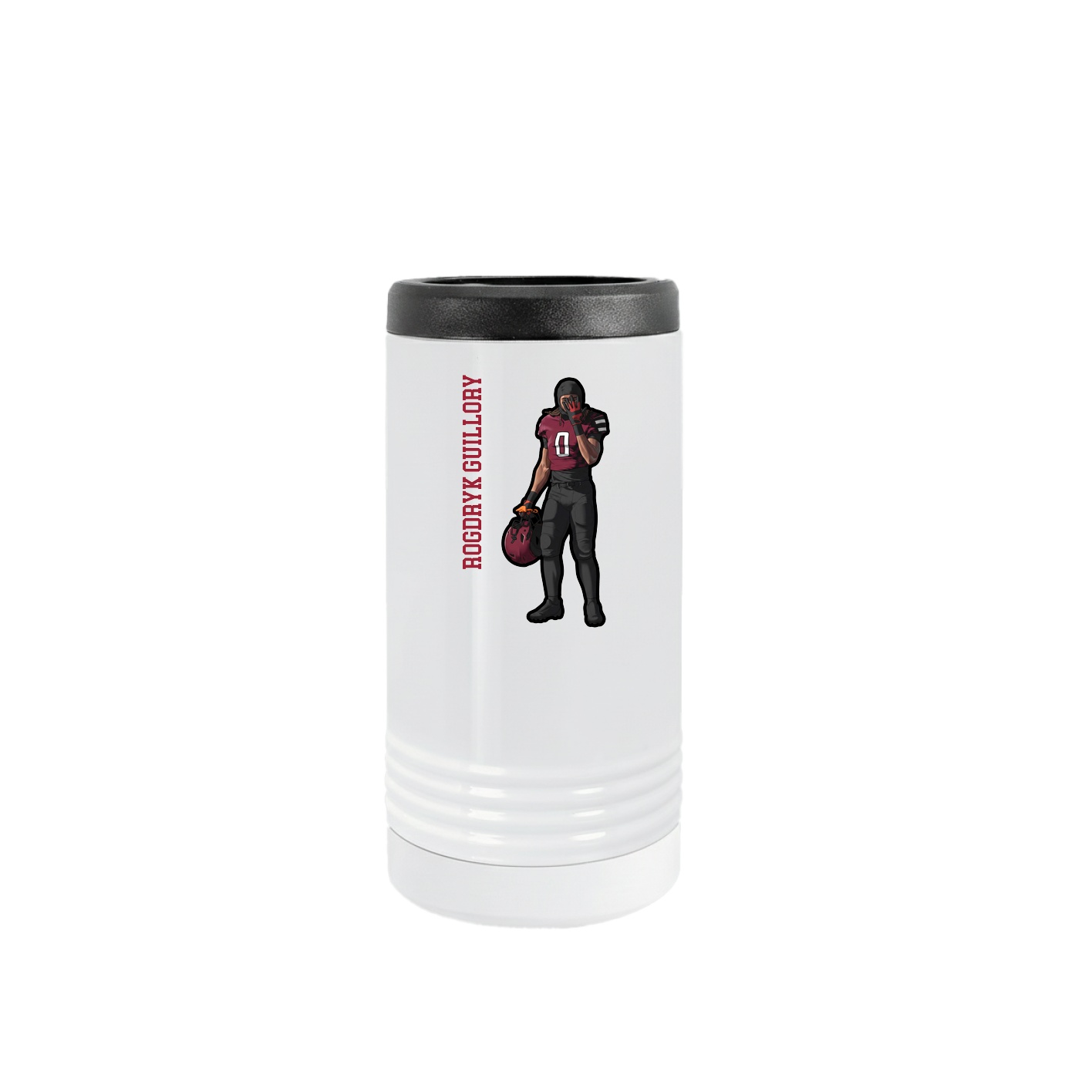 Slim Beverage Holder — Name Vertical in White