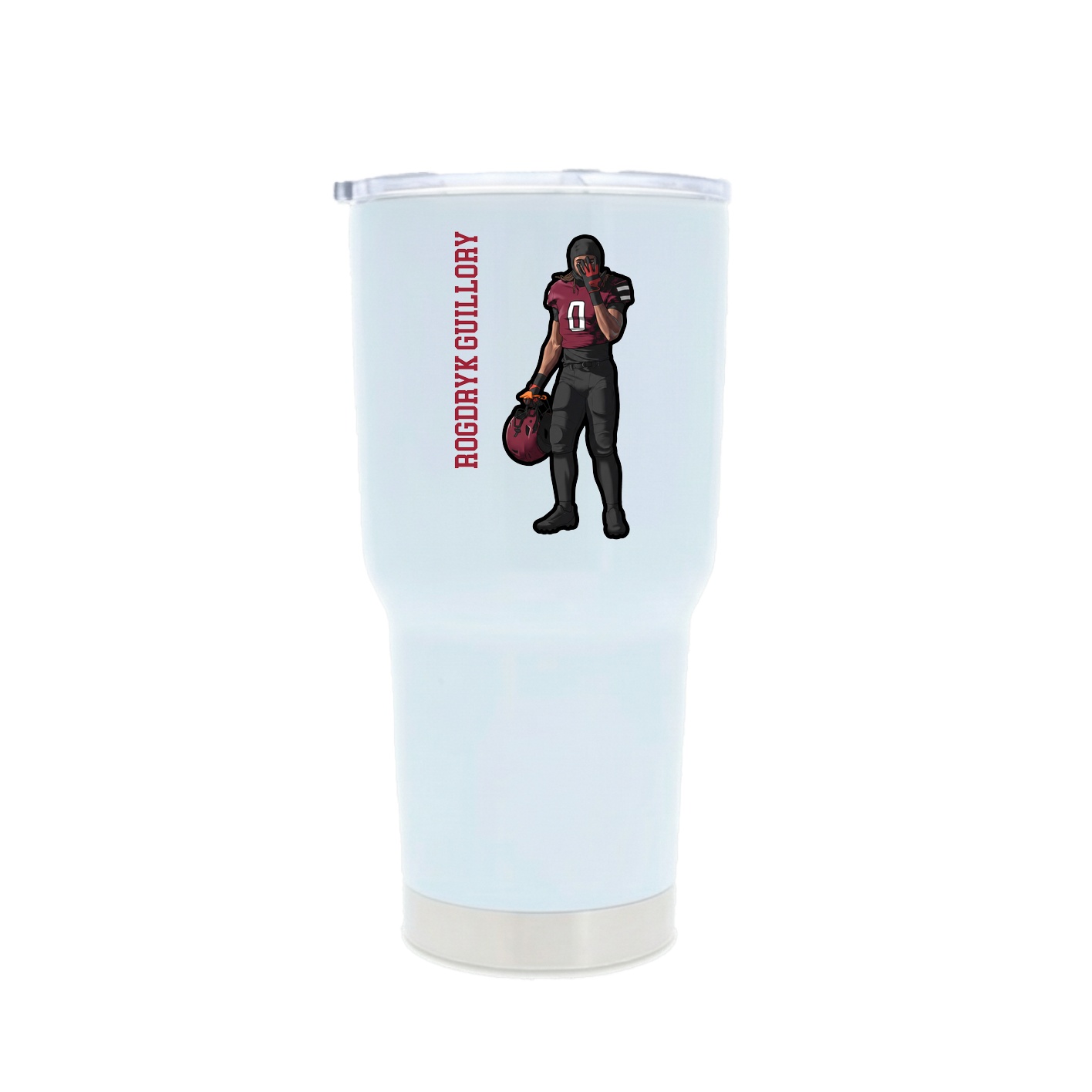 30oz Stainless Steel Tumbler — Name Vertical in White