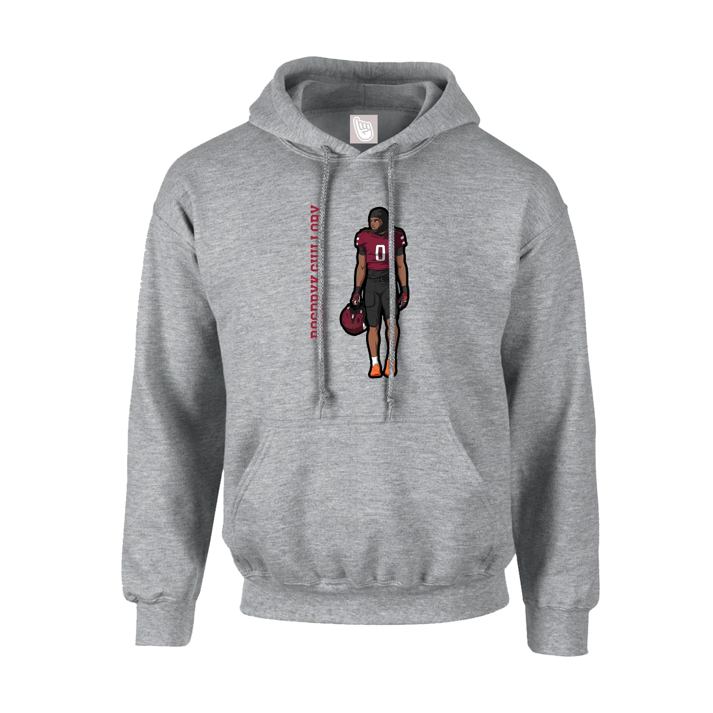 Youth Hoodie — Name Vertical in Grey