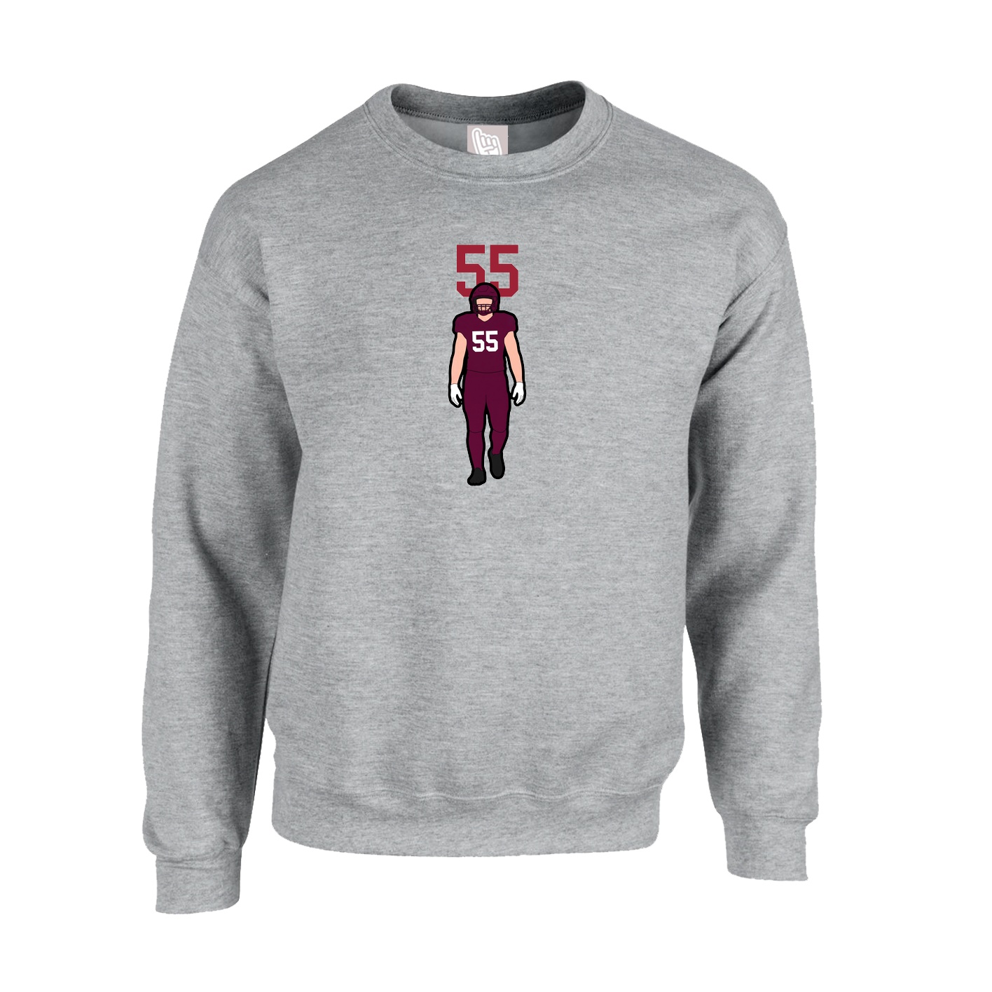 Fleece Crew — Number Top in Grey