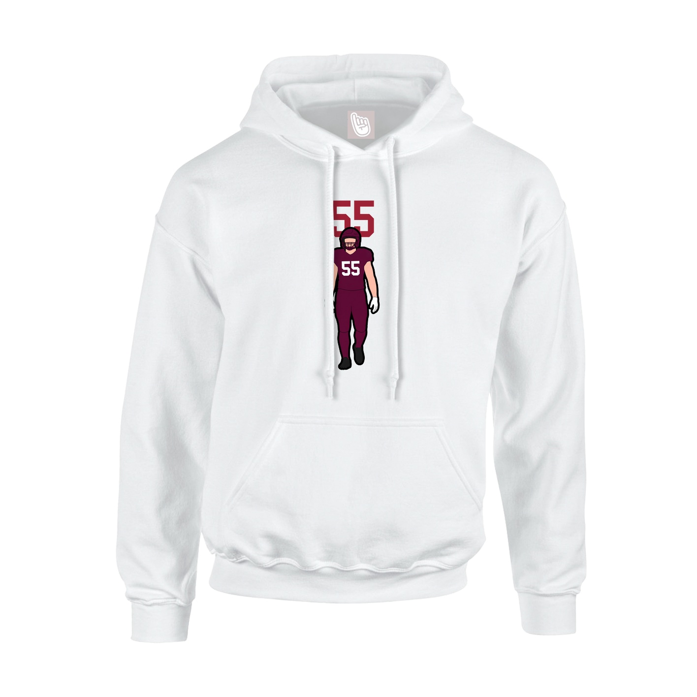 Youth Hoodie — Number Top in White