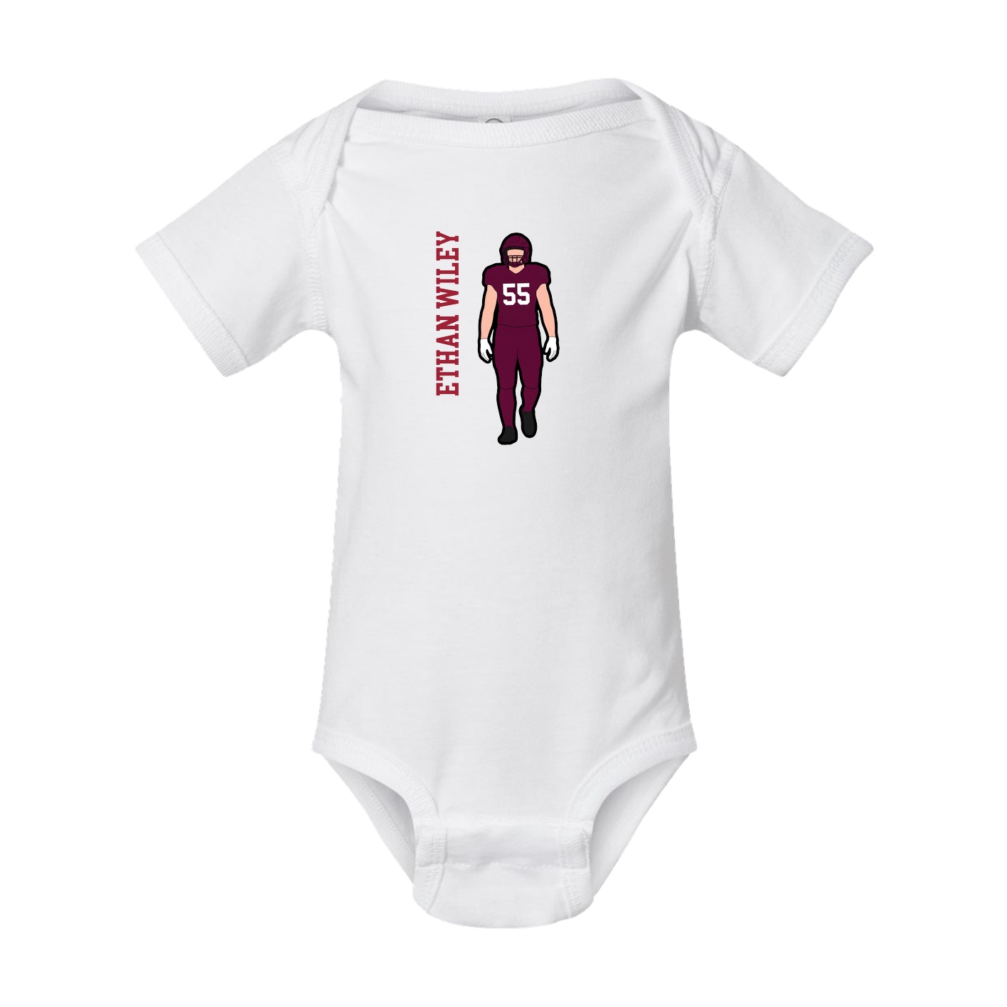 Baby Onesie — Name Vertical in White