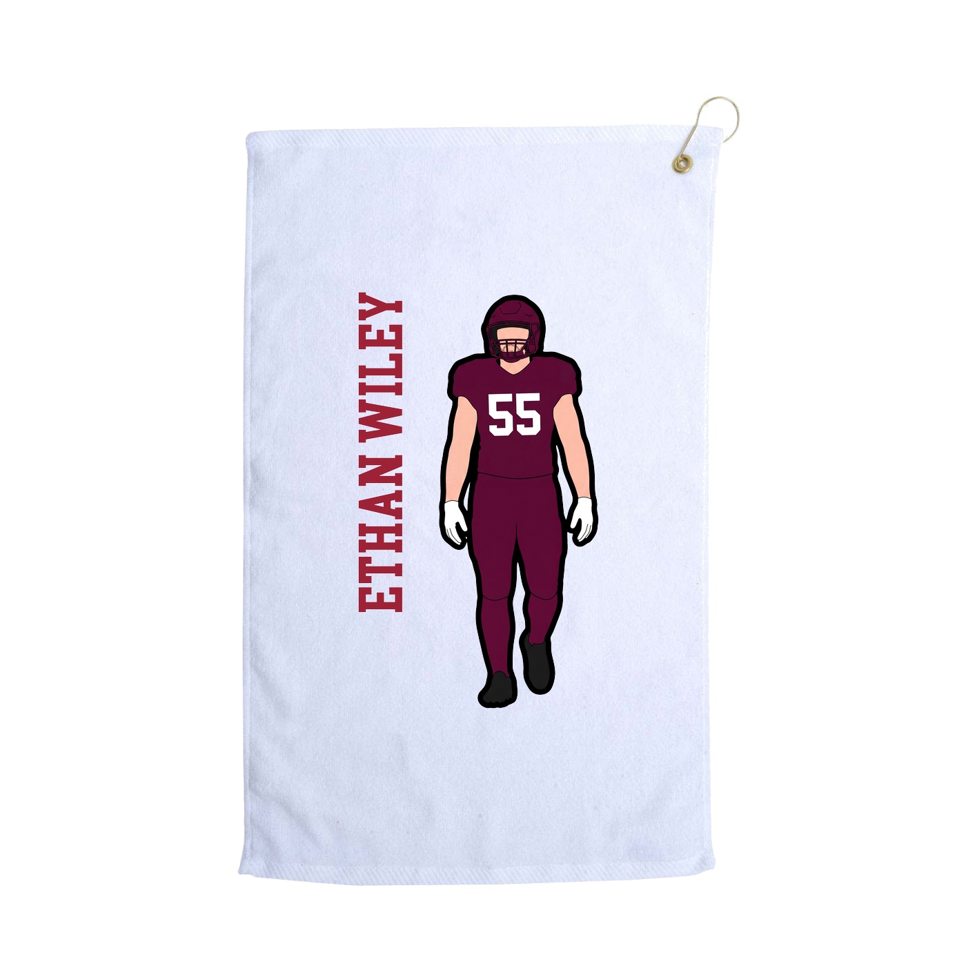 Golf Towel — Name Vertical in White