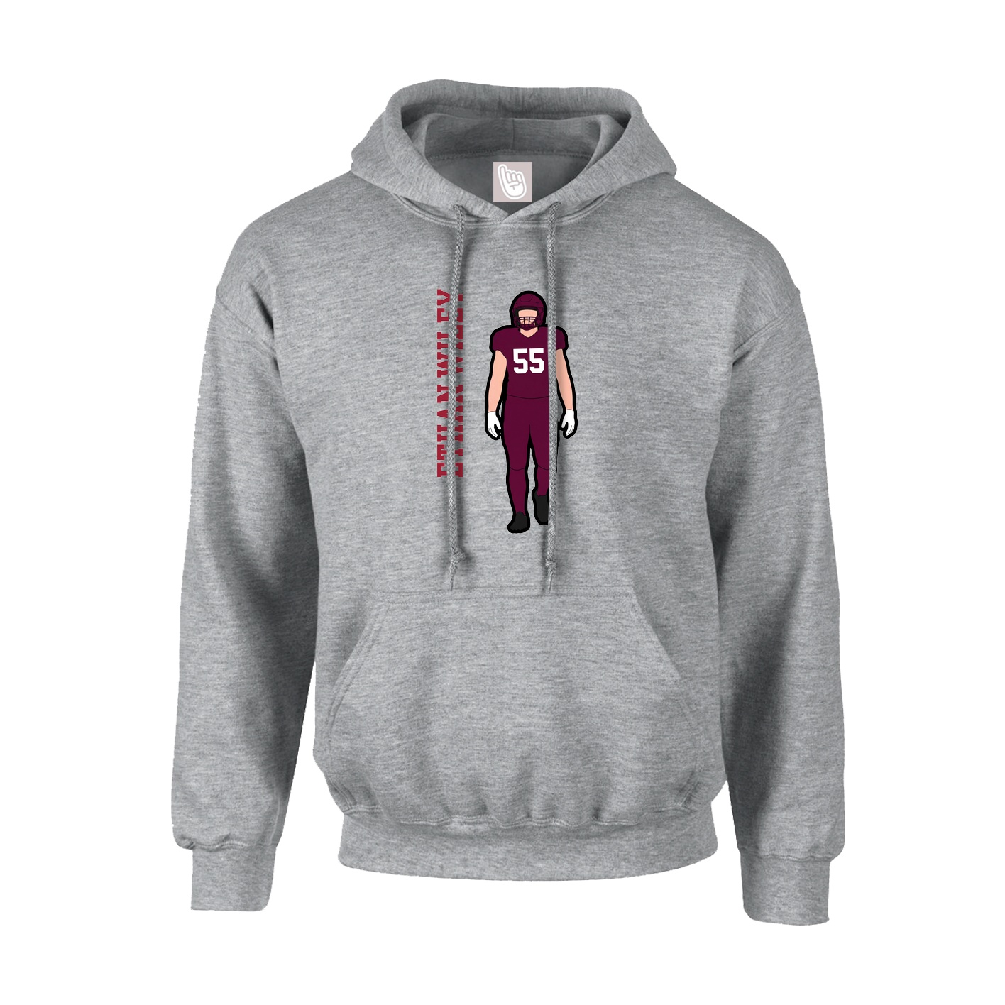 Youth Hoodie — Name Vertical in Grey