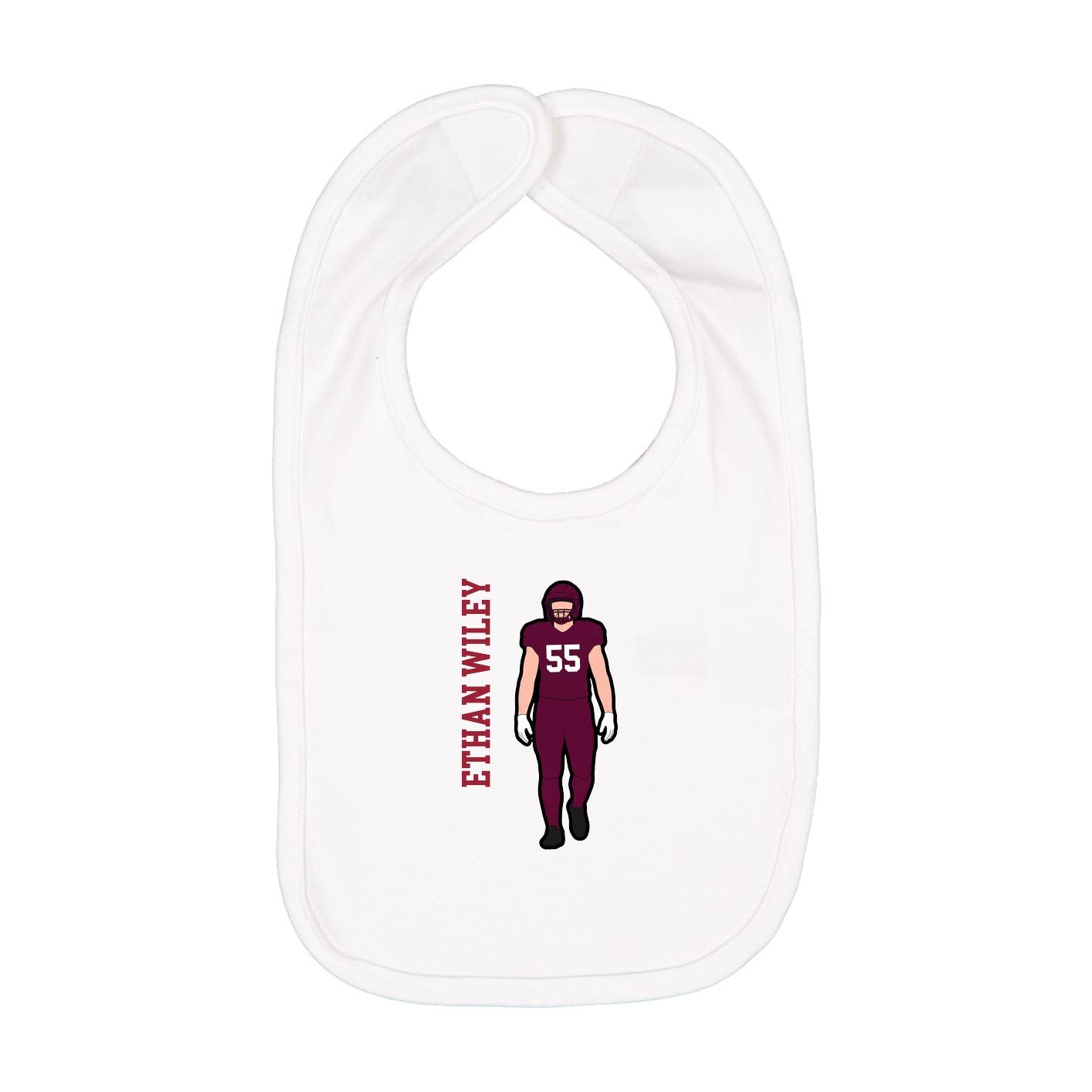 Infant Bib — Name Vertical in White