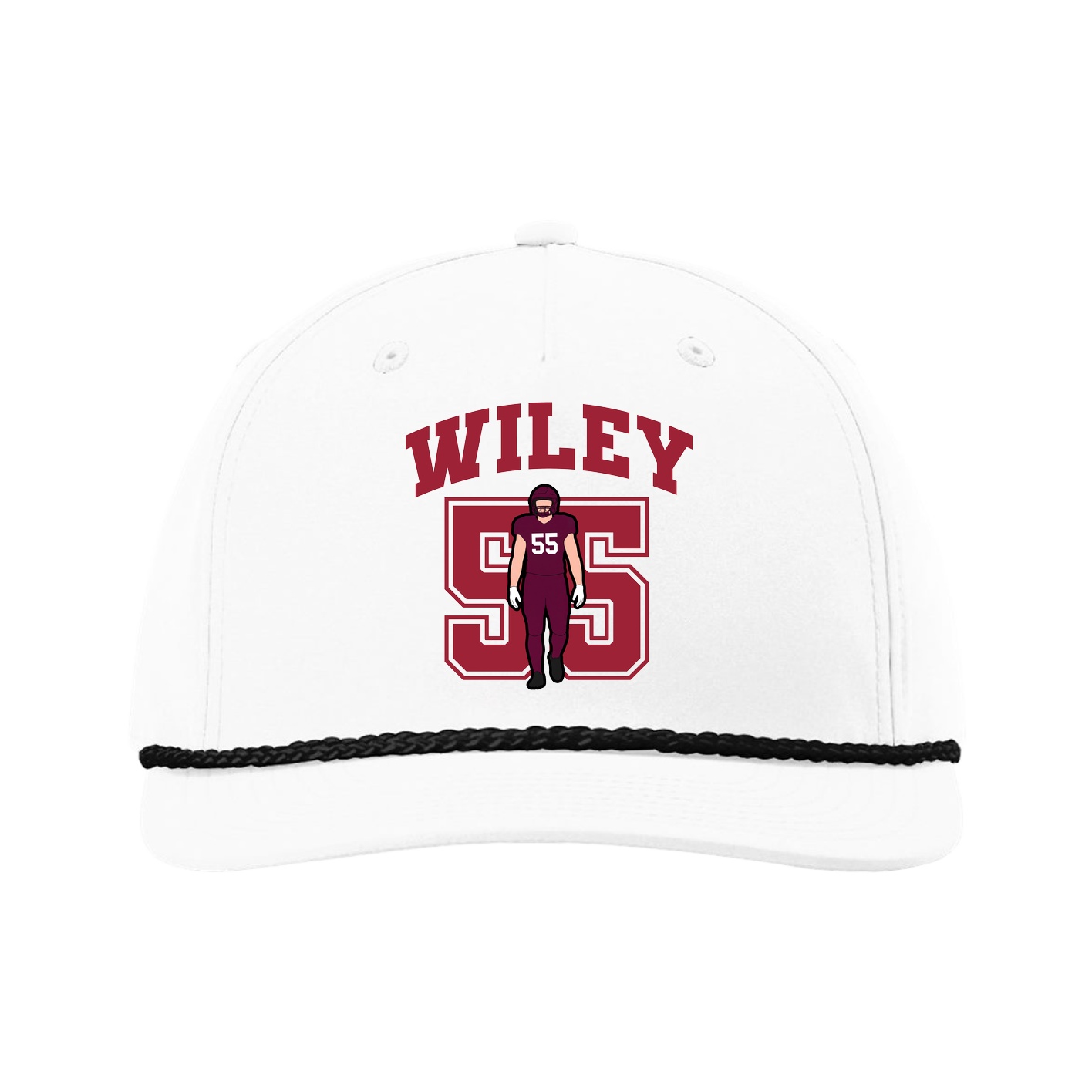 Five-Panel Classic Rope Cap — Number in White