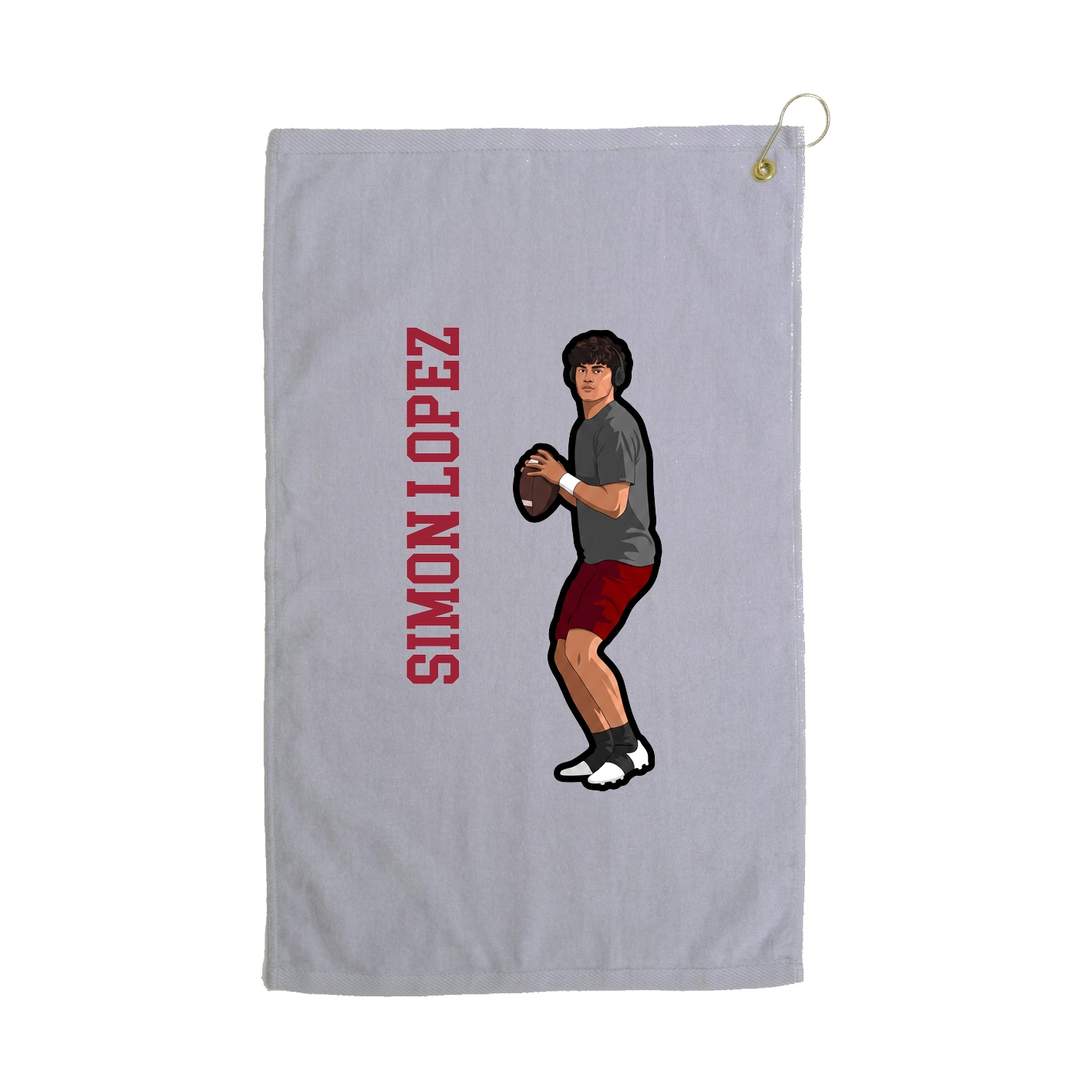 Golf Towel — Name Vertical in Grey