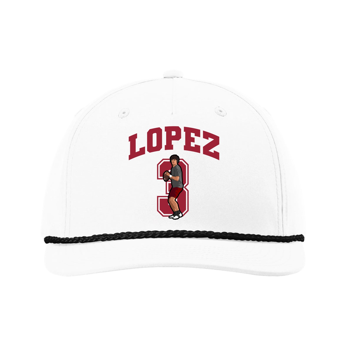Five-Panel Classic Rope Cap — Number in White