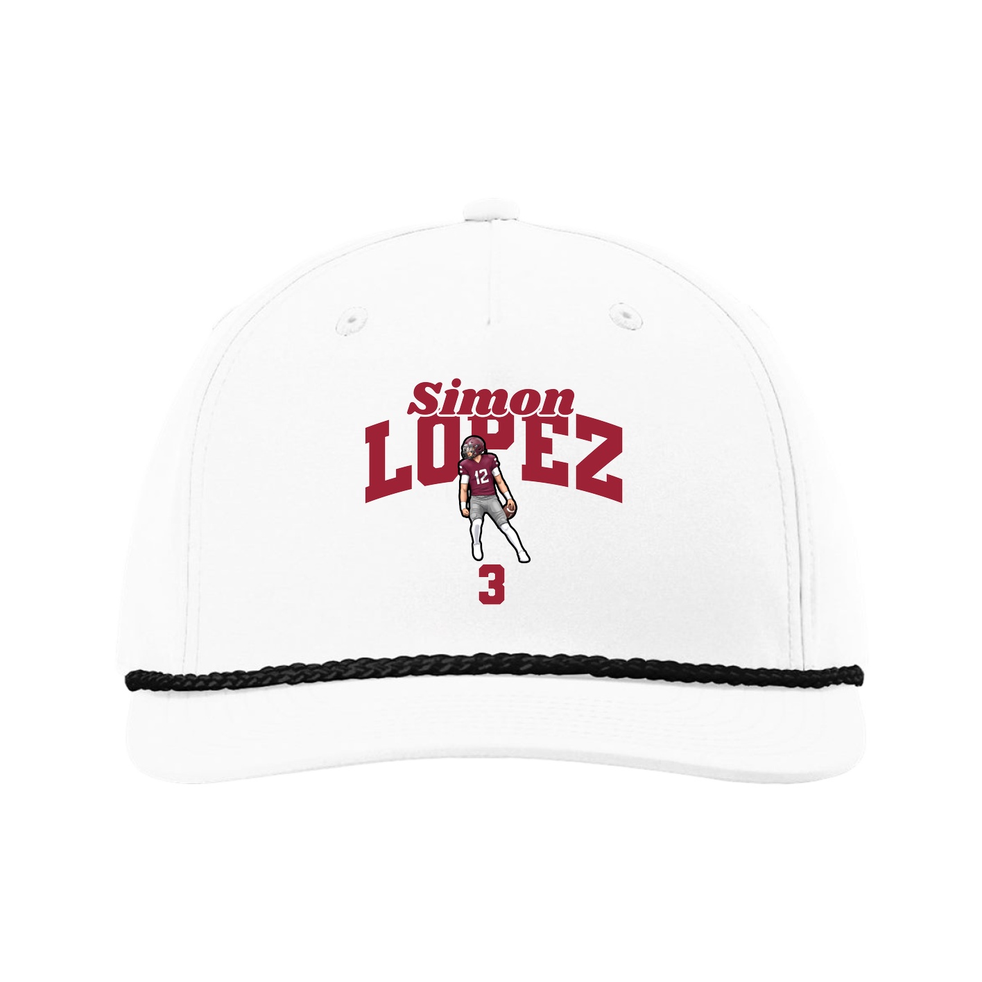 Five-Panel Classic Rope Cap — Signature Arch in White