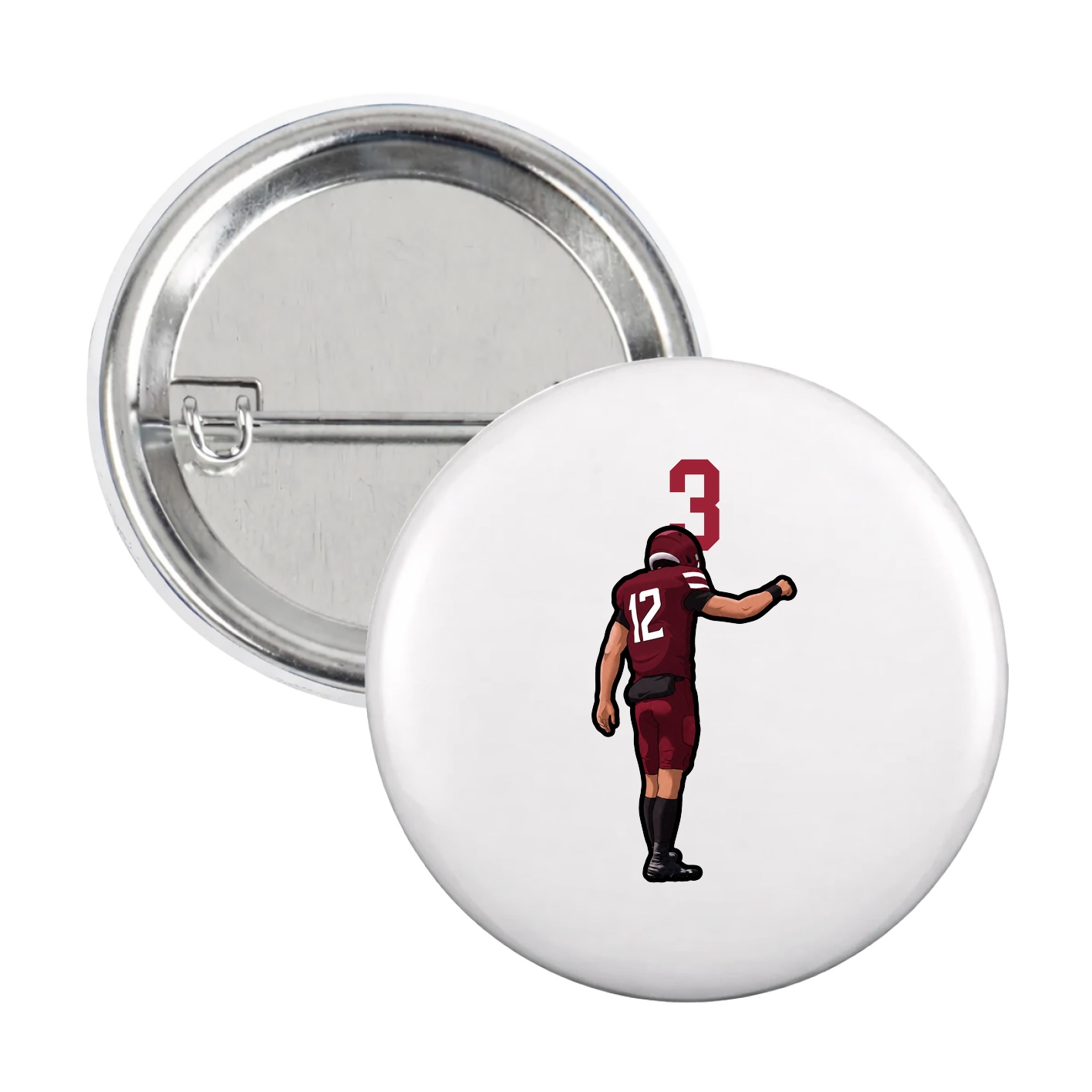 Game Day Button — Number Top in White