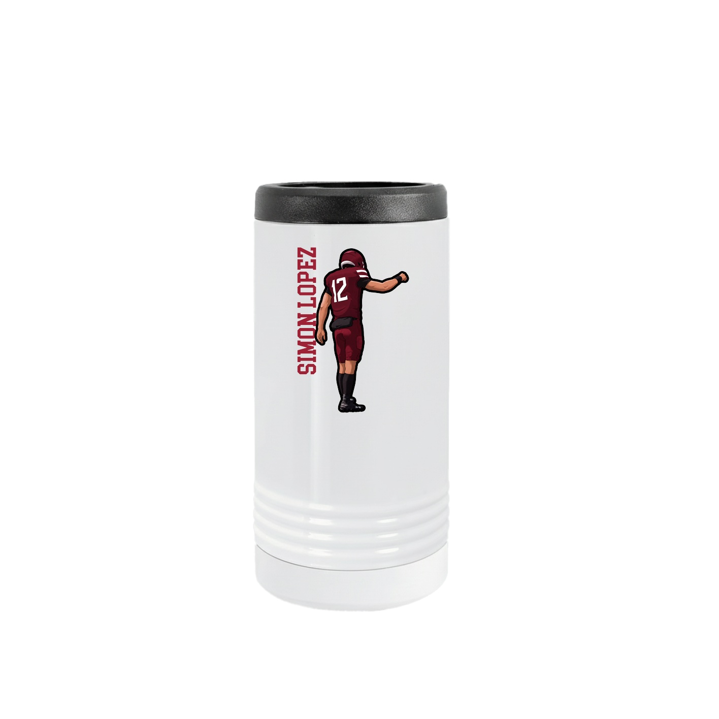 Slim Beverage Holder — Name Vertical in White
