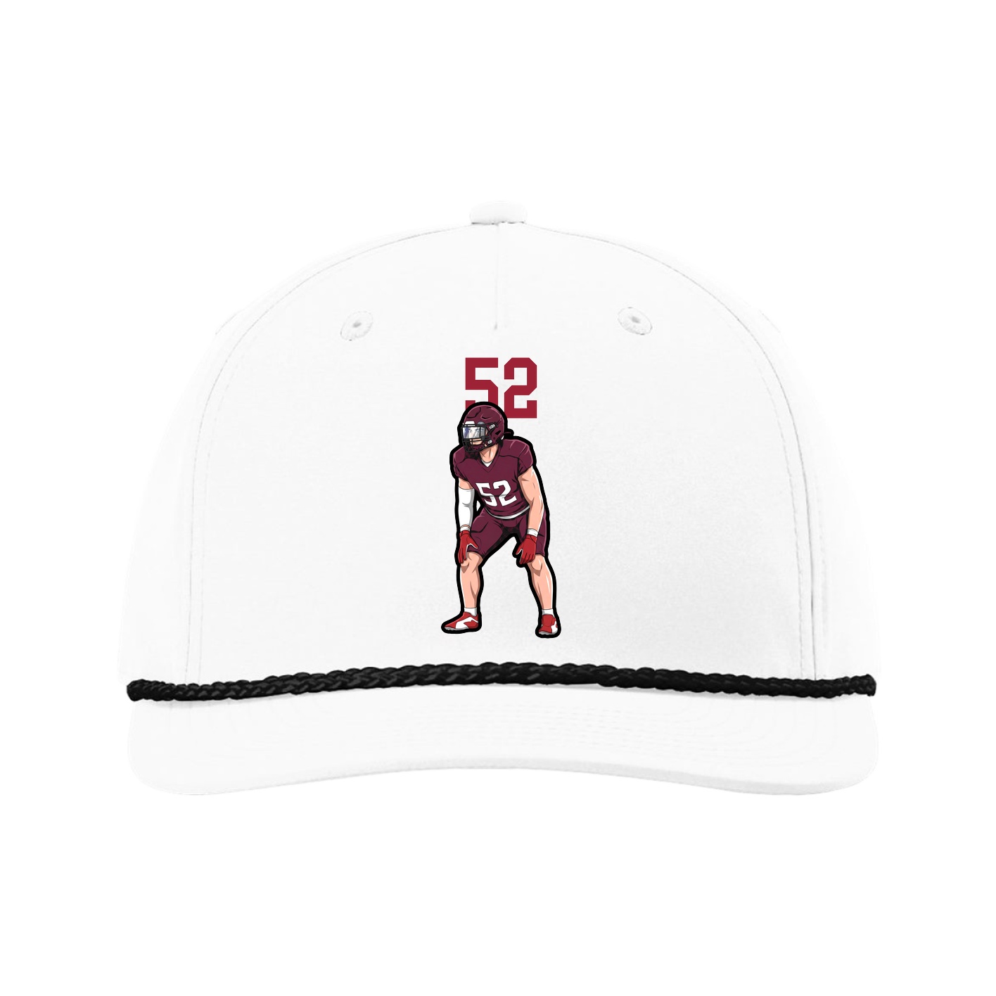 Five-Panel Classic Rope Cap — Number Top in White