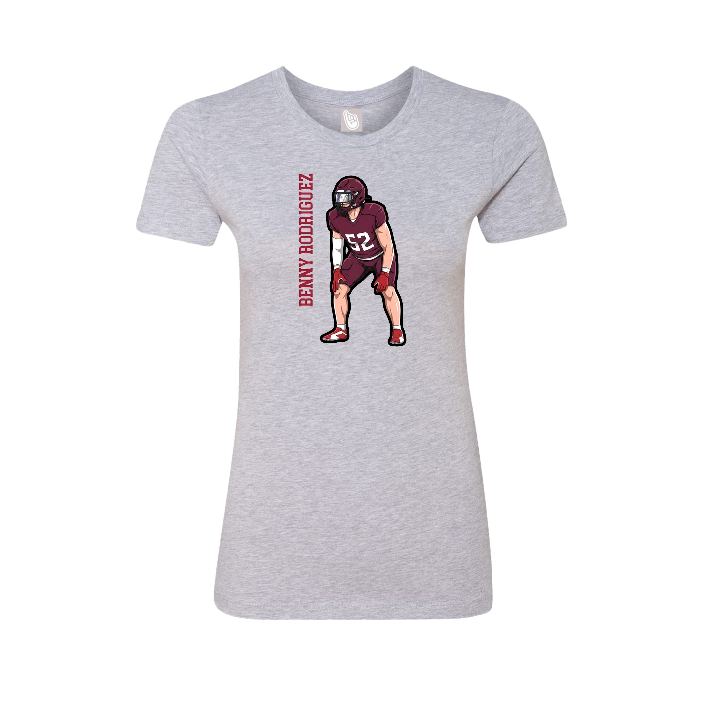 Fitted Women's Tee — Name Vertical in Grey