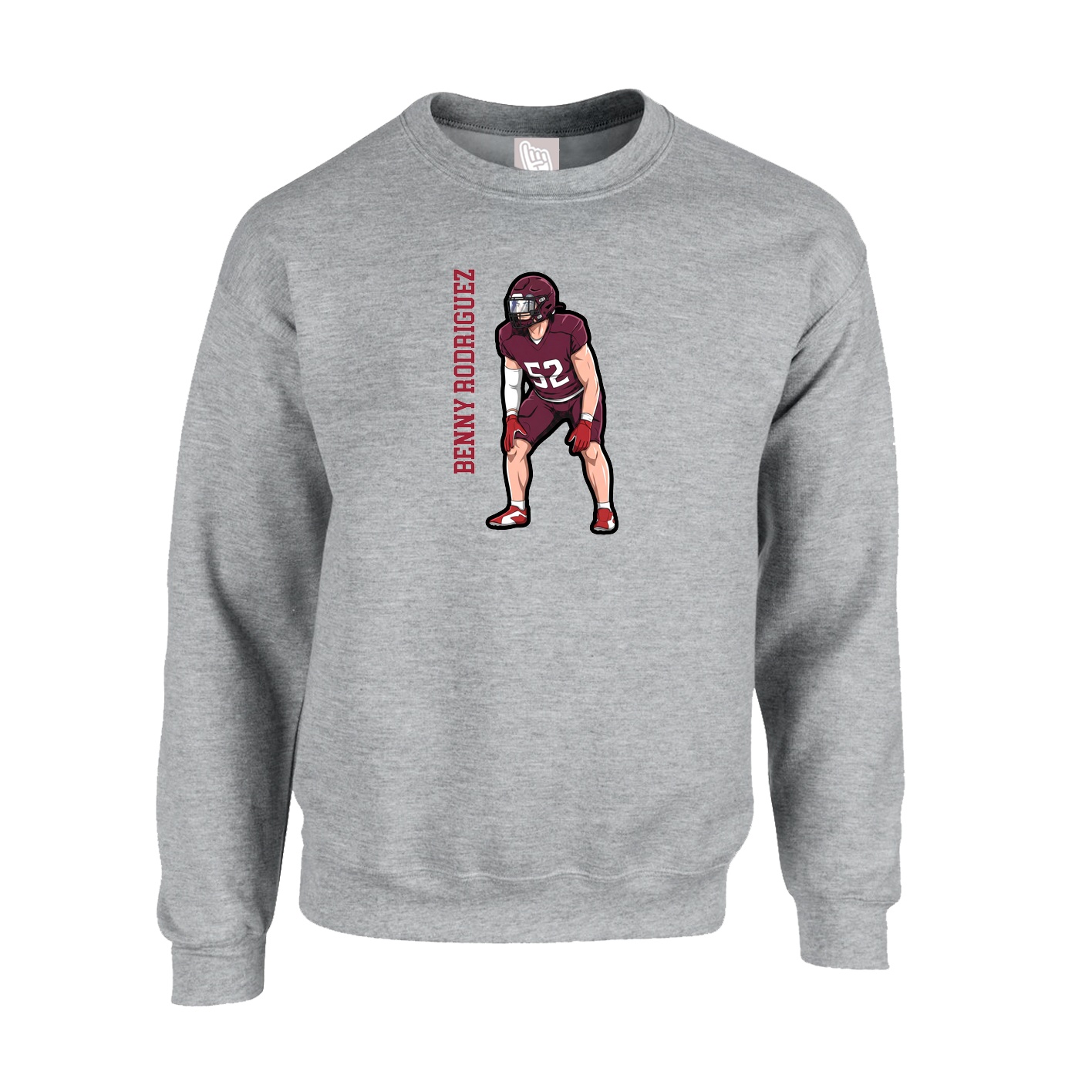 Fleece Crew — Name Vertical in Grey