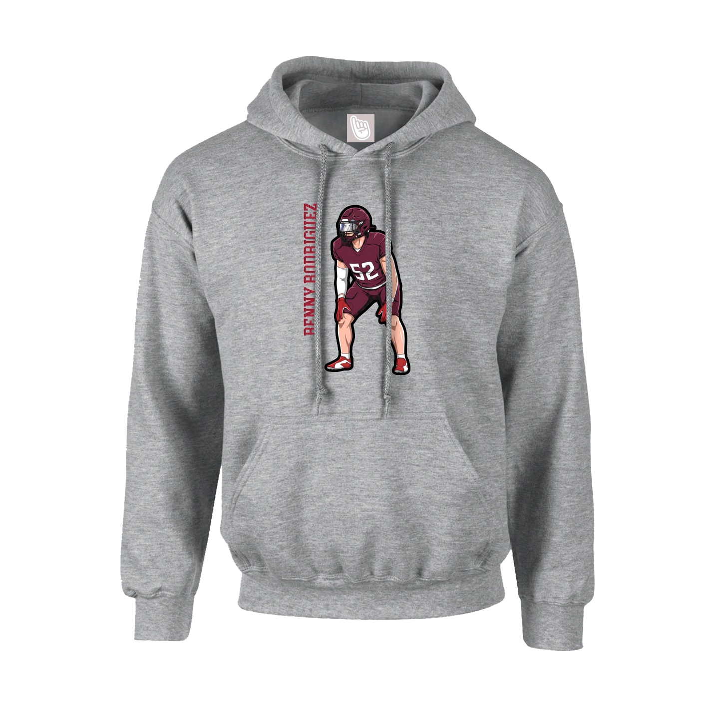 Youth Hoodie — Name Vertical in Grey