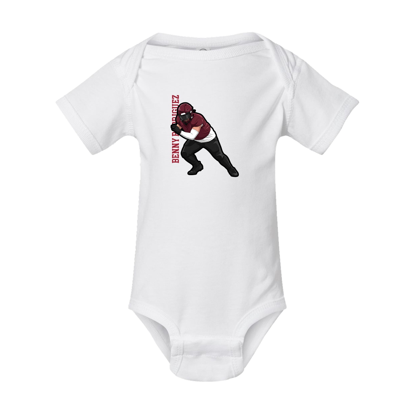 Baby Onesie — Name Vertical in White