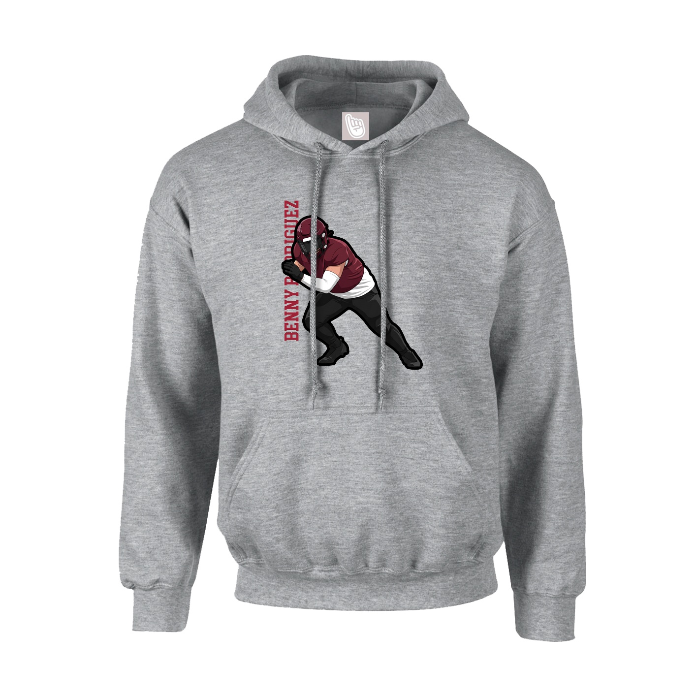 Hoodie — Name Vertical in Grey